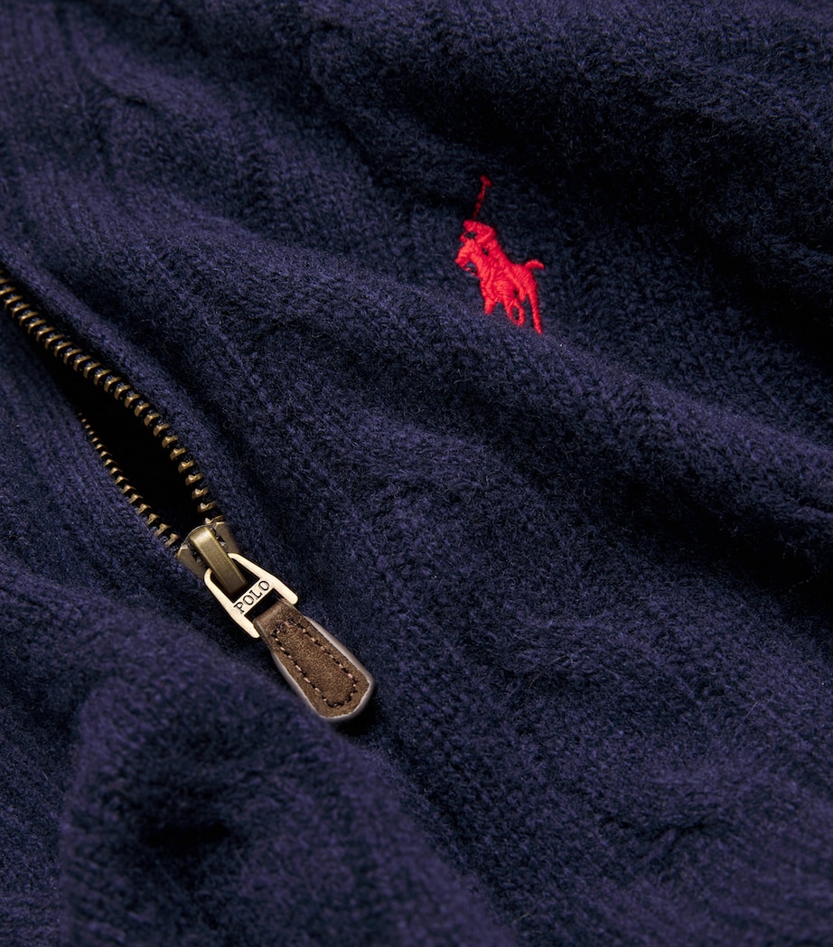 Wool-Cashmere Cable-Knit Quarter-Zip Sweater BLUE Image 5