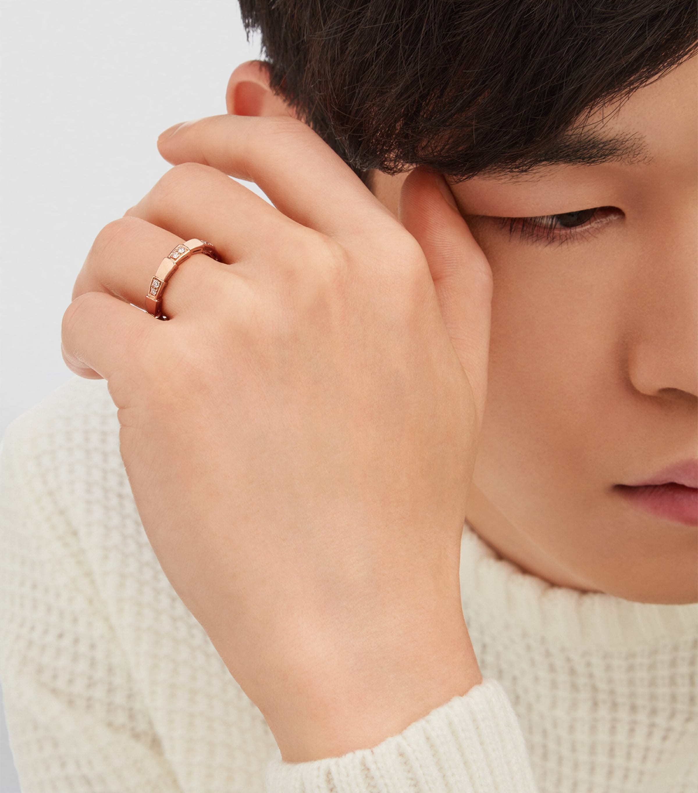 Rose Gold and Diamond Serpenti Viper Ring PINK GOLD Image 6