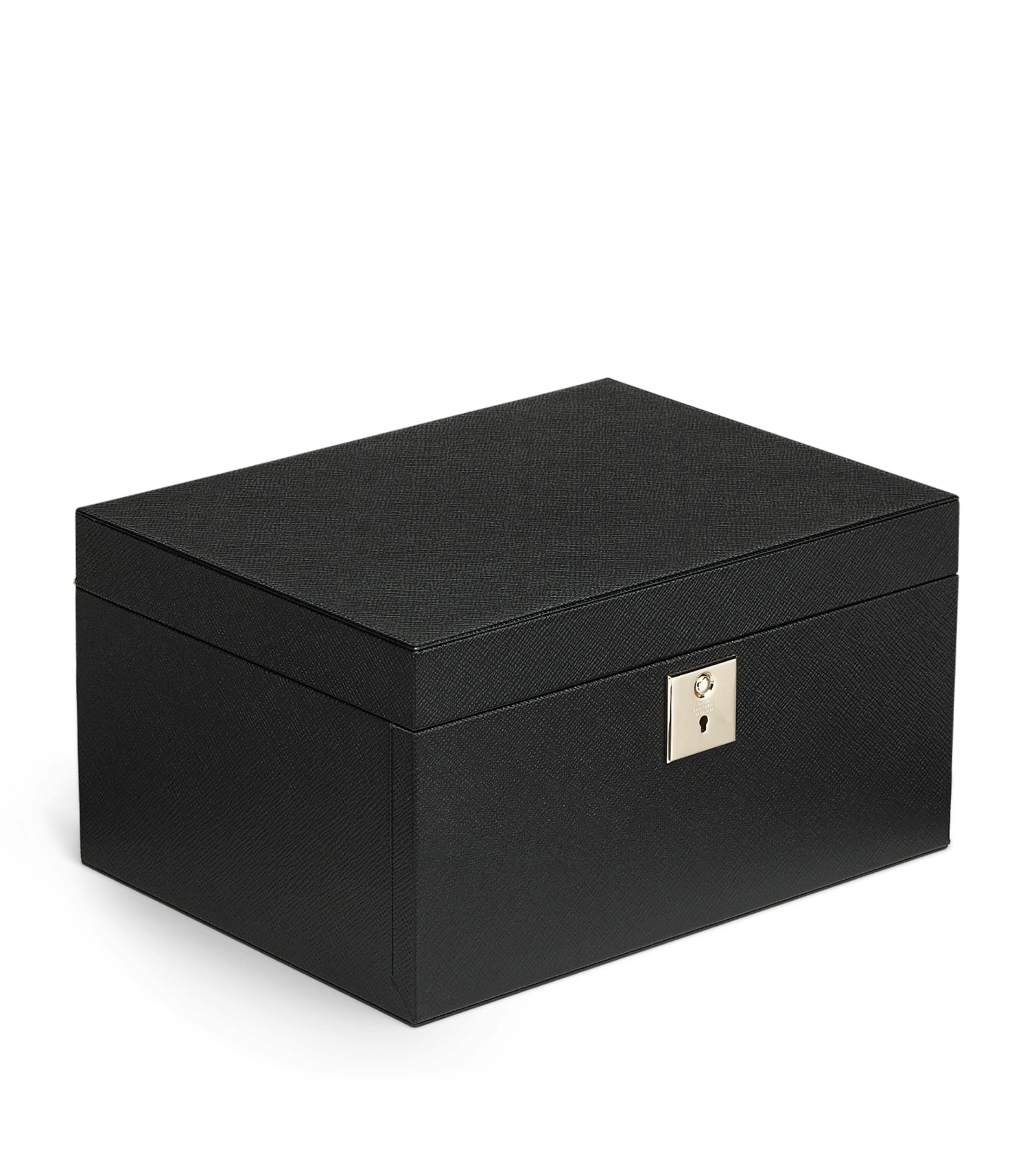 Smythson Leather 3-Drawer Panama Jewellery Box Black Image 2
