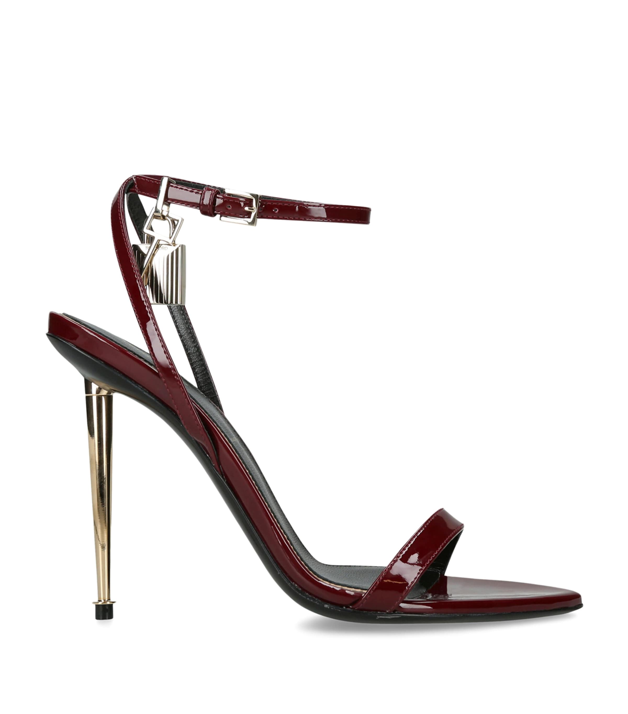 TOM FORD Patent Leather Padlock Sandals 105 Red/dark Image 1