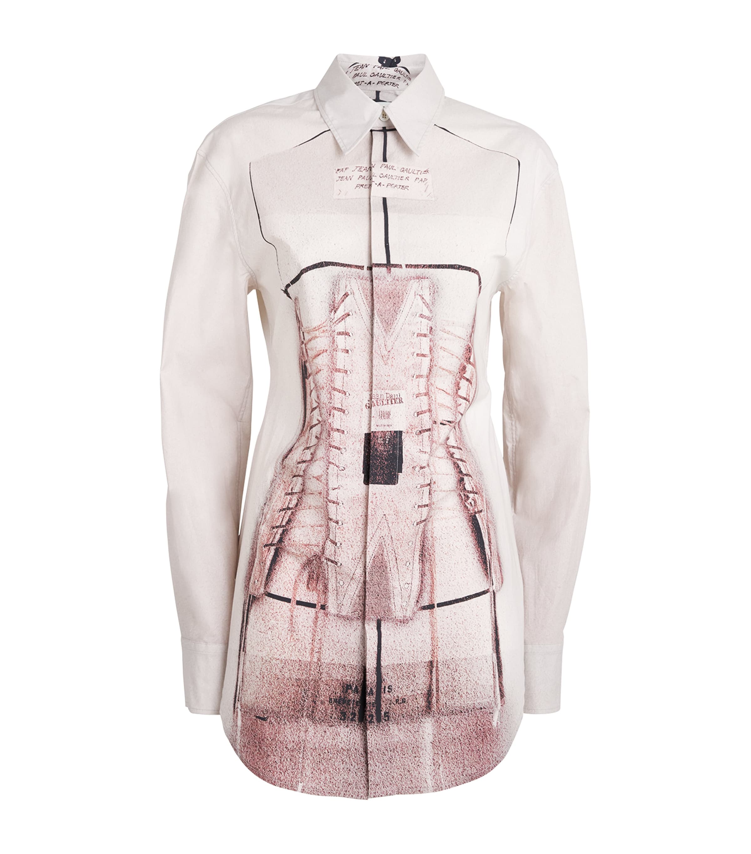 Shop Jean Paul Gaultier Corset Print Shirt