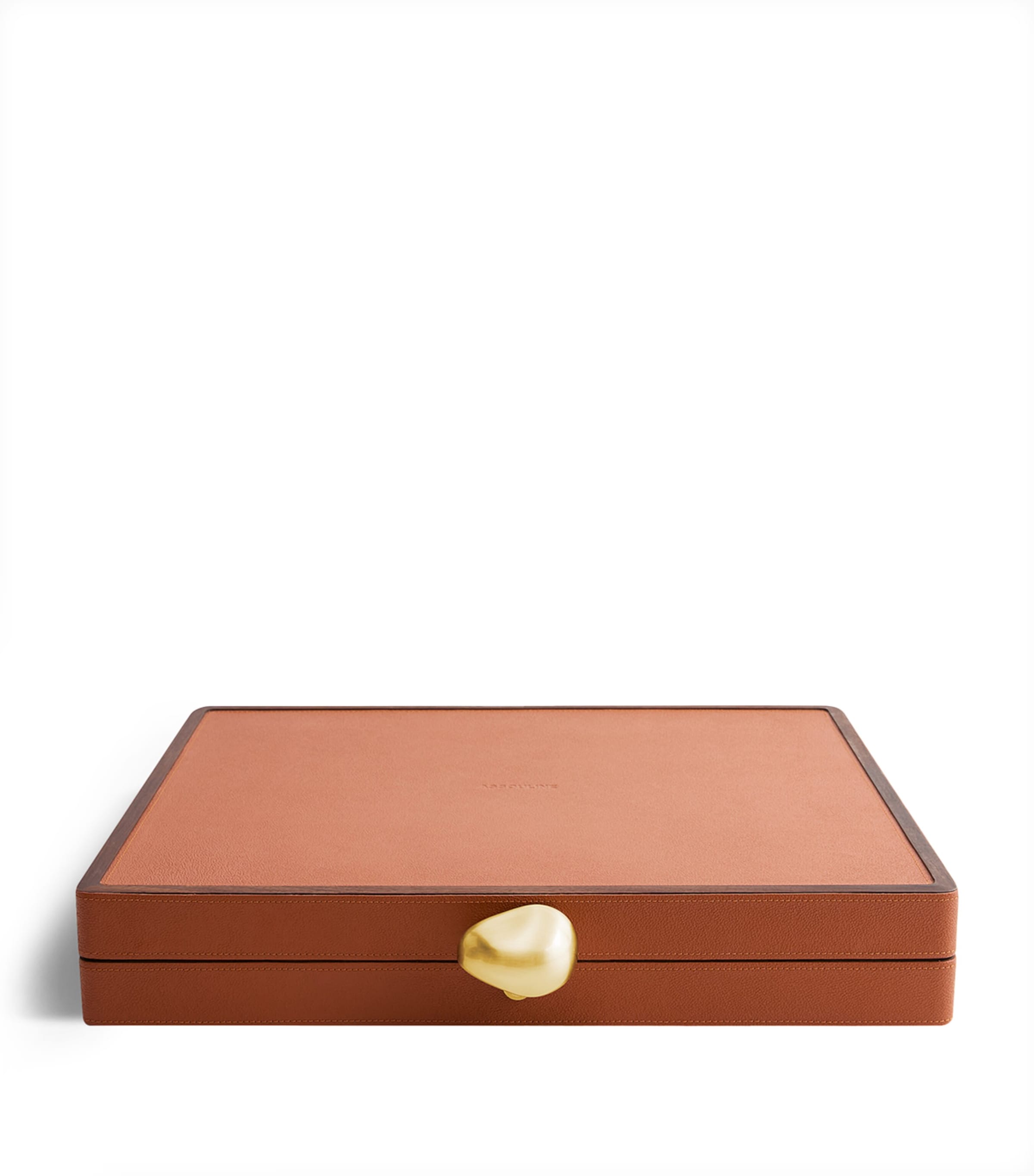 Assouline Leather Pebble Backgammon Set Camel Image 4