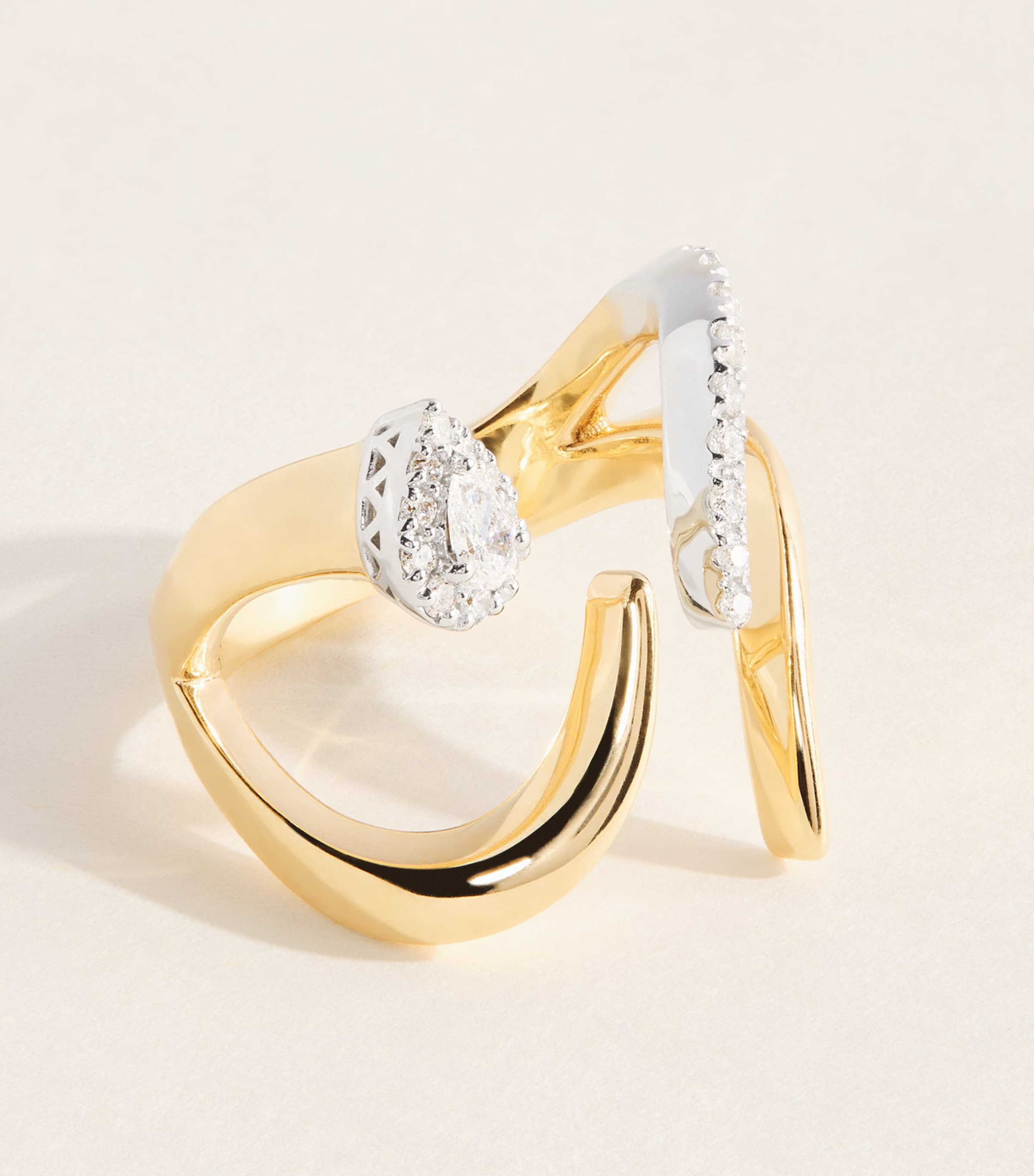 Yeprem Mixed Gold and Diamond Golden Strada Ring Image 3