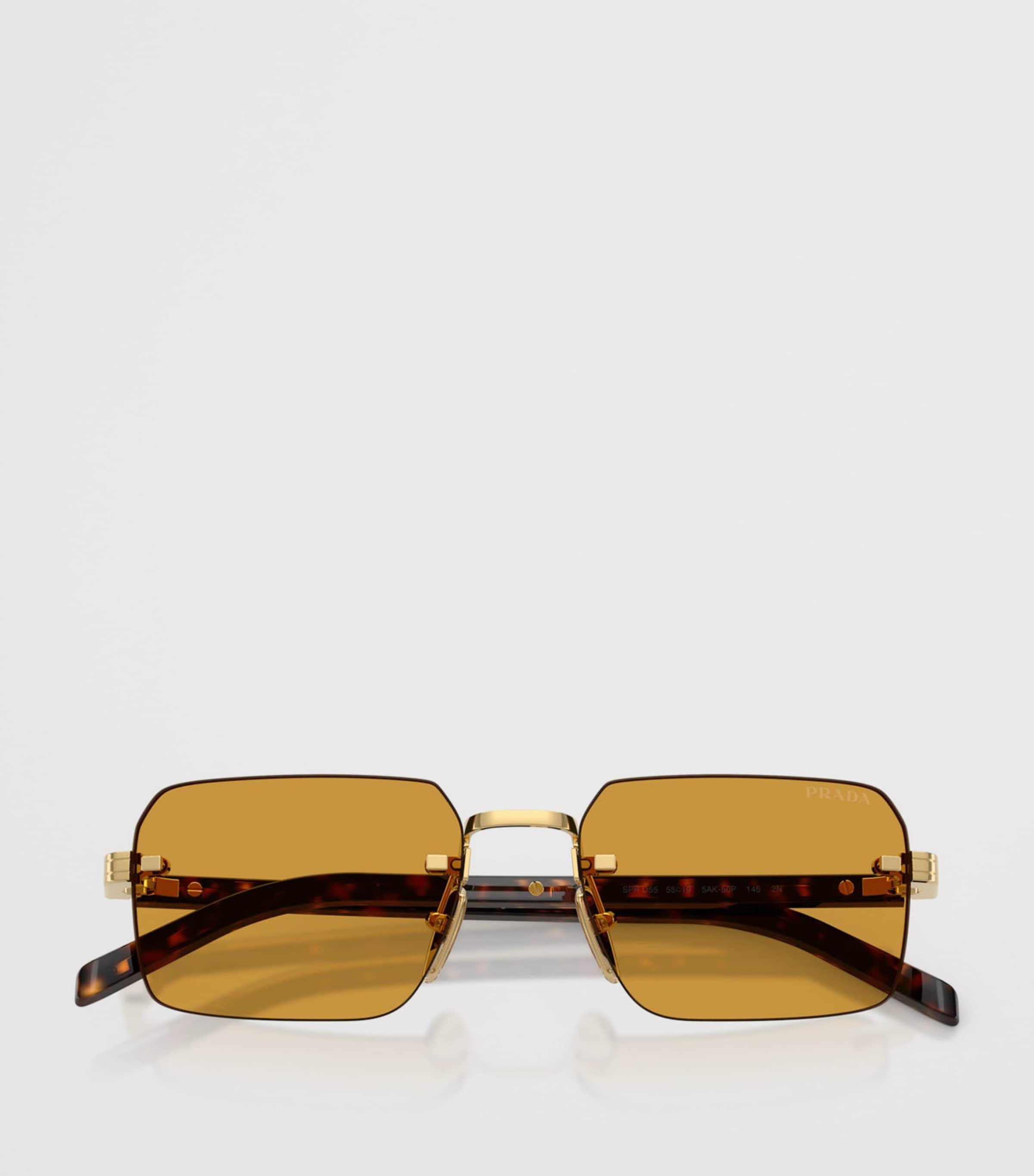 Prada Rimless Rectangle Sunglasses Gold Image 5