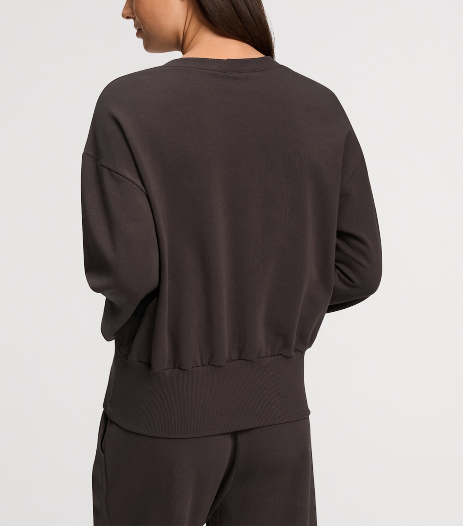 Hanro Womens Stretch-Cotton Natural Living Sweatshirt Dark Mocha Image 5