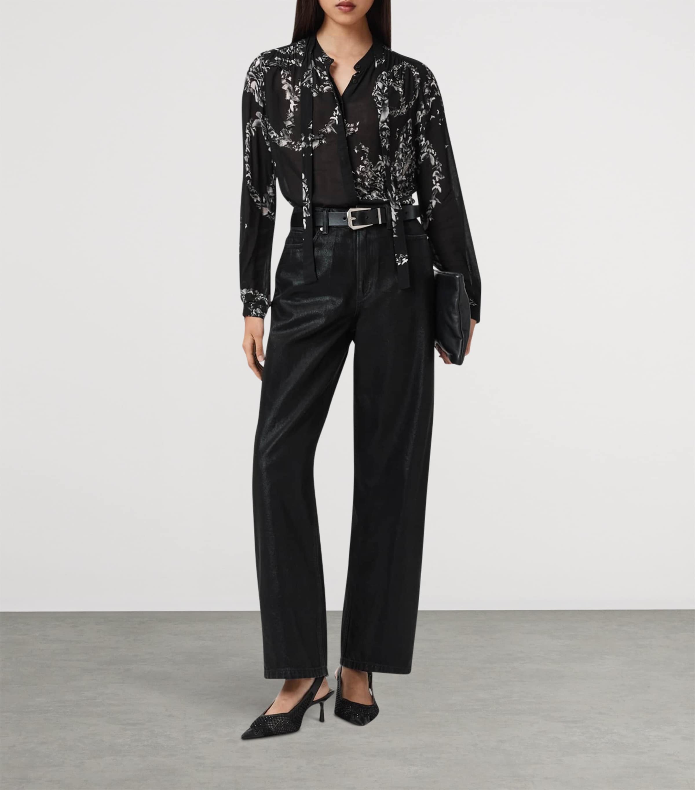 Printed Embellished Hilda Shirt FLIGHT BLACK Image 3