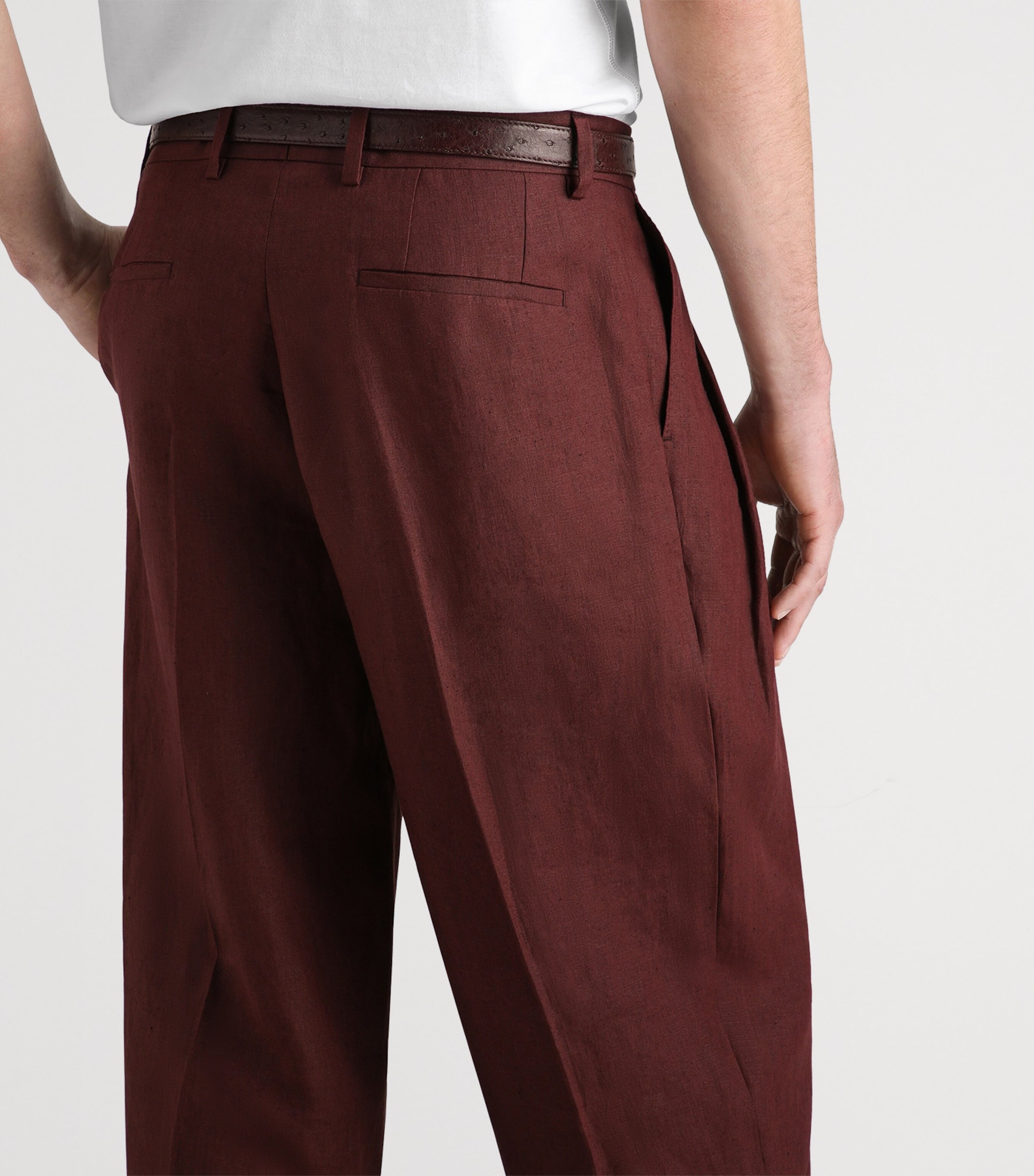 Dolce&Gabbana Mens Linen Pleated Trousers Brown Dark Vio Image 4