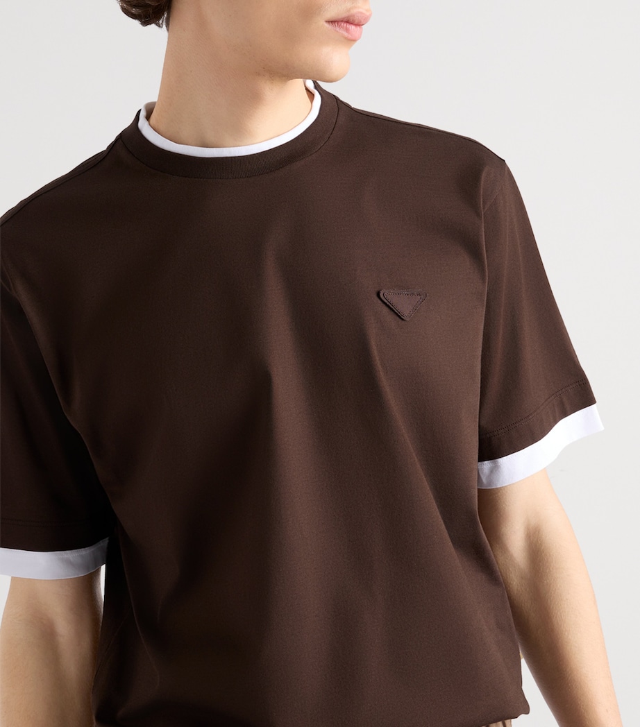 Prada Mens Double-Layer Logo T-Shirt Image 3