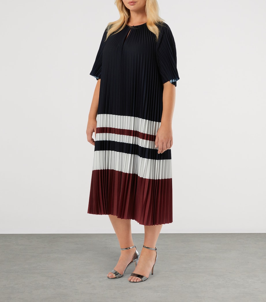 Stripe Pleated Midi Dress CHERRY Image 2