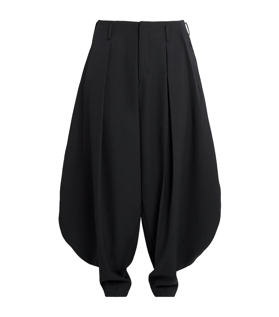 Wool Balloon Wide-Leg Trousers BLACK Image 1