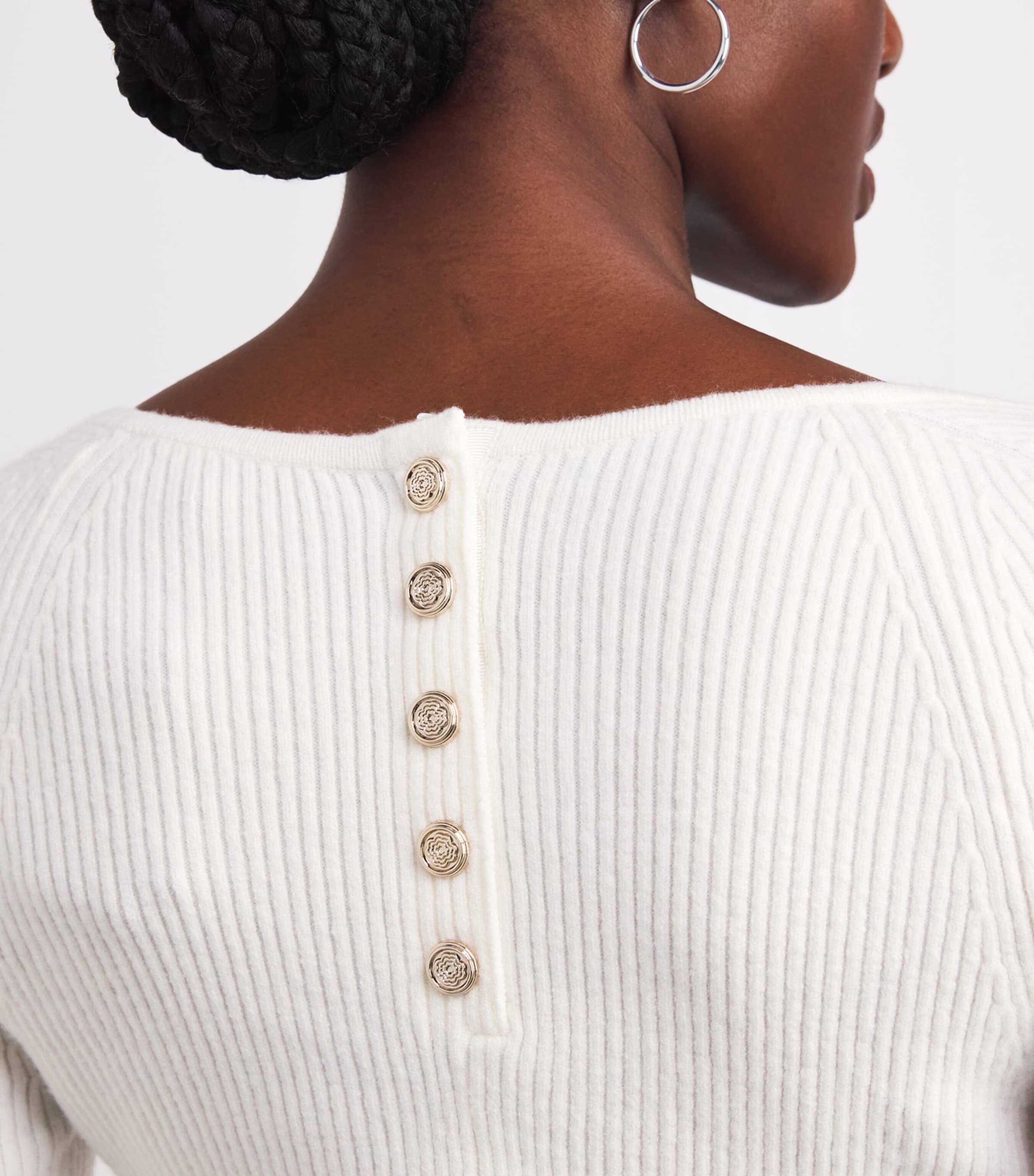 Ribbed Long-Sleeve Top ECRU Image 6