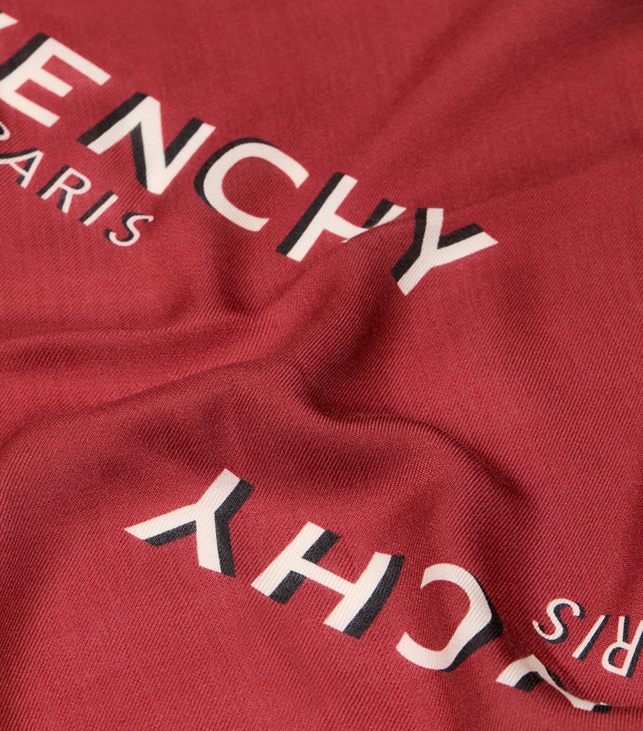 Wool-Silk Logo Stole RED Image 3