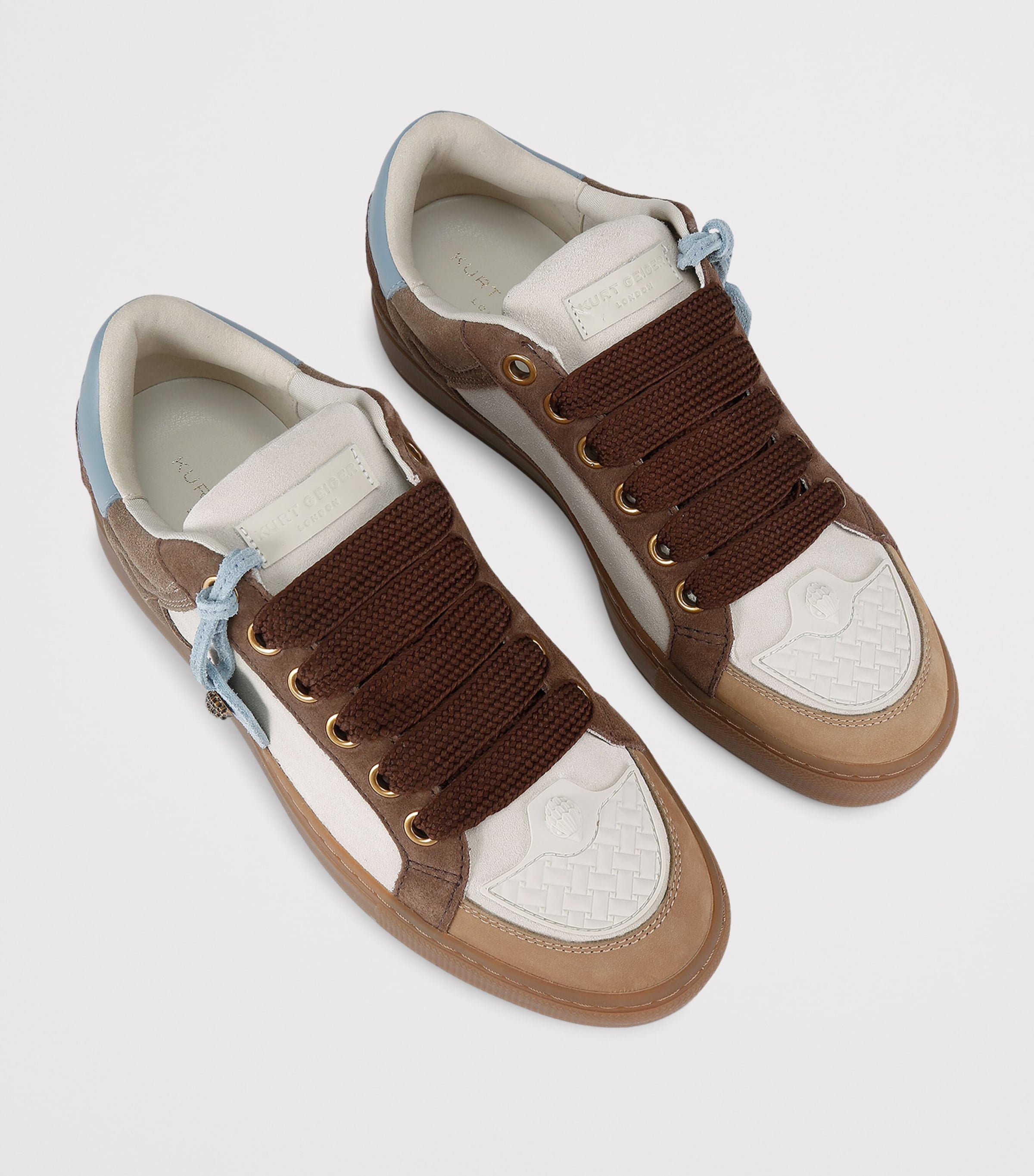 Kurt Geiger London Mens Suede Southbank Tag Sneakers Dk.brn Com Image 3
