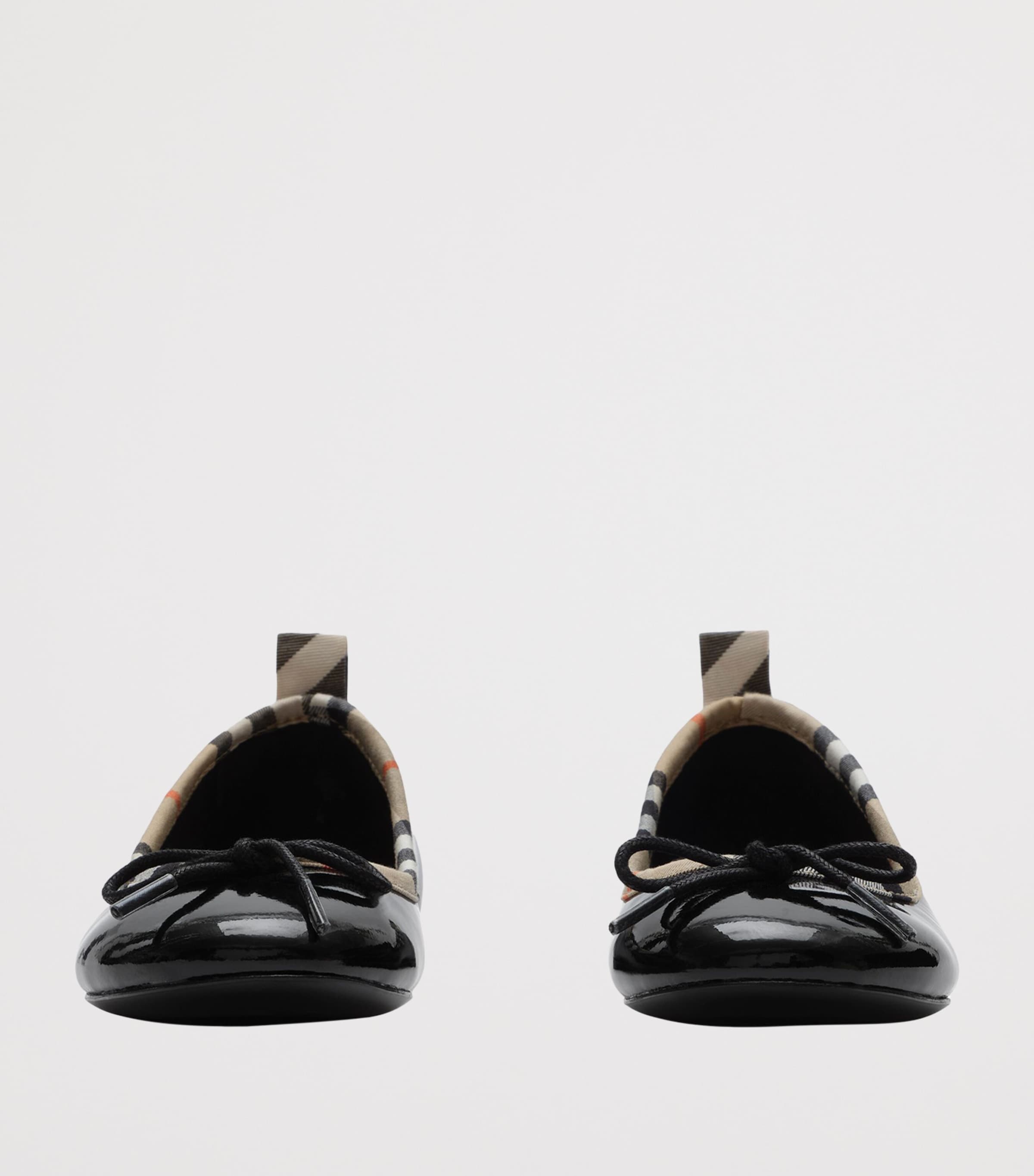 Burberry Kids Patent Check-Trim Ballet Flats