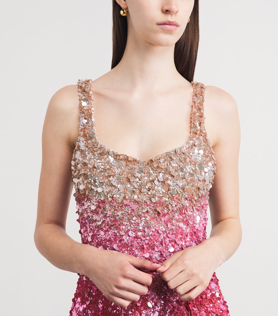Alice+Olivia Womens Embellished Eve Mini Dress Asc Ombre Pink Image 5