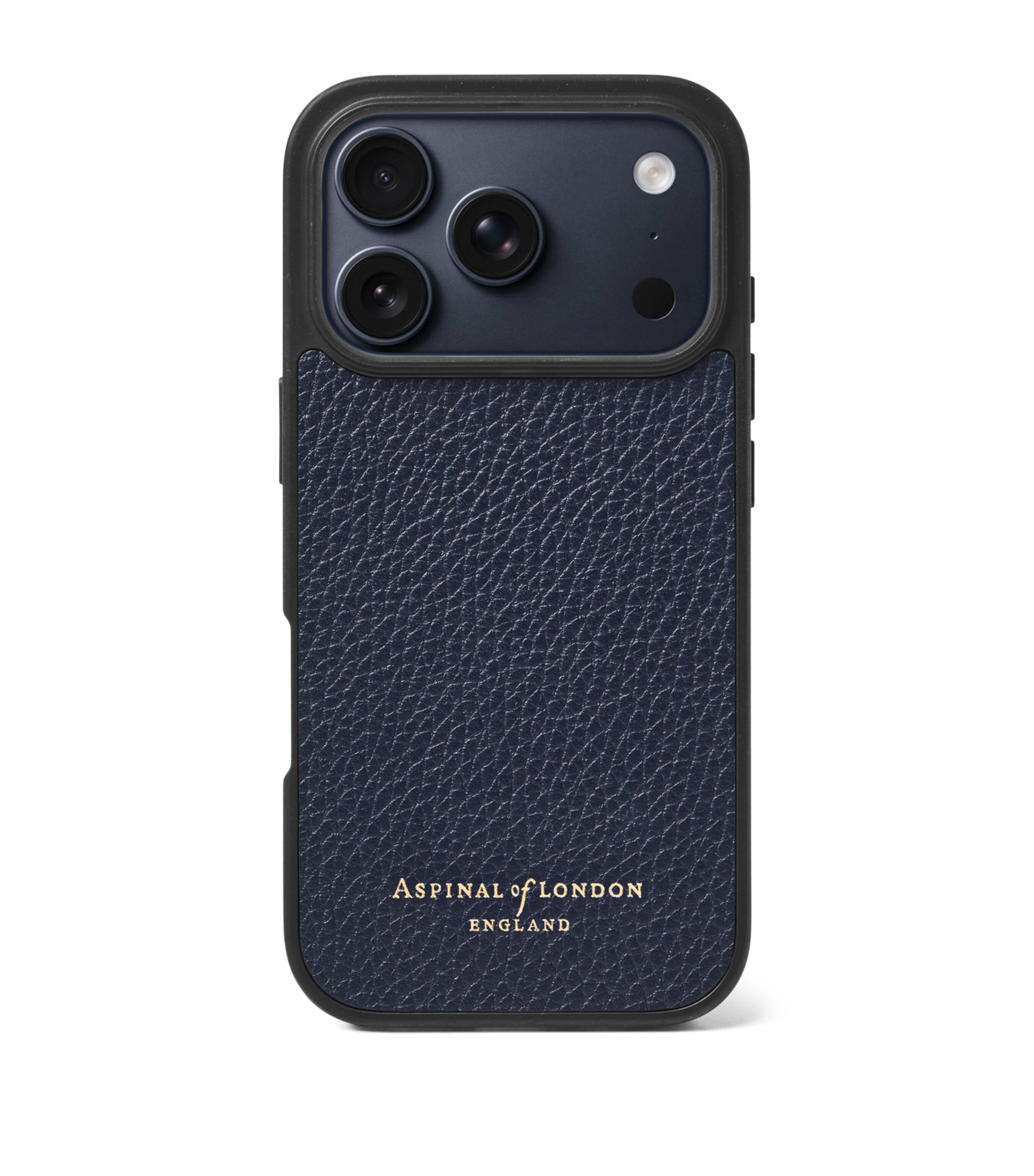 Aspinal Of London Grained Leather Iphone 17 Pro Case In Blue