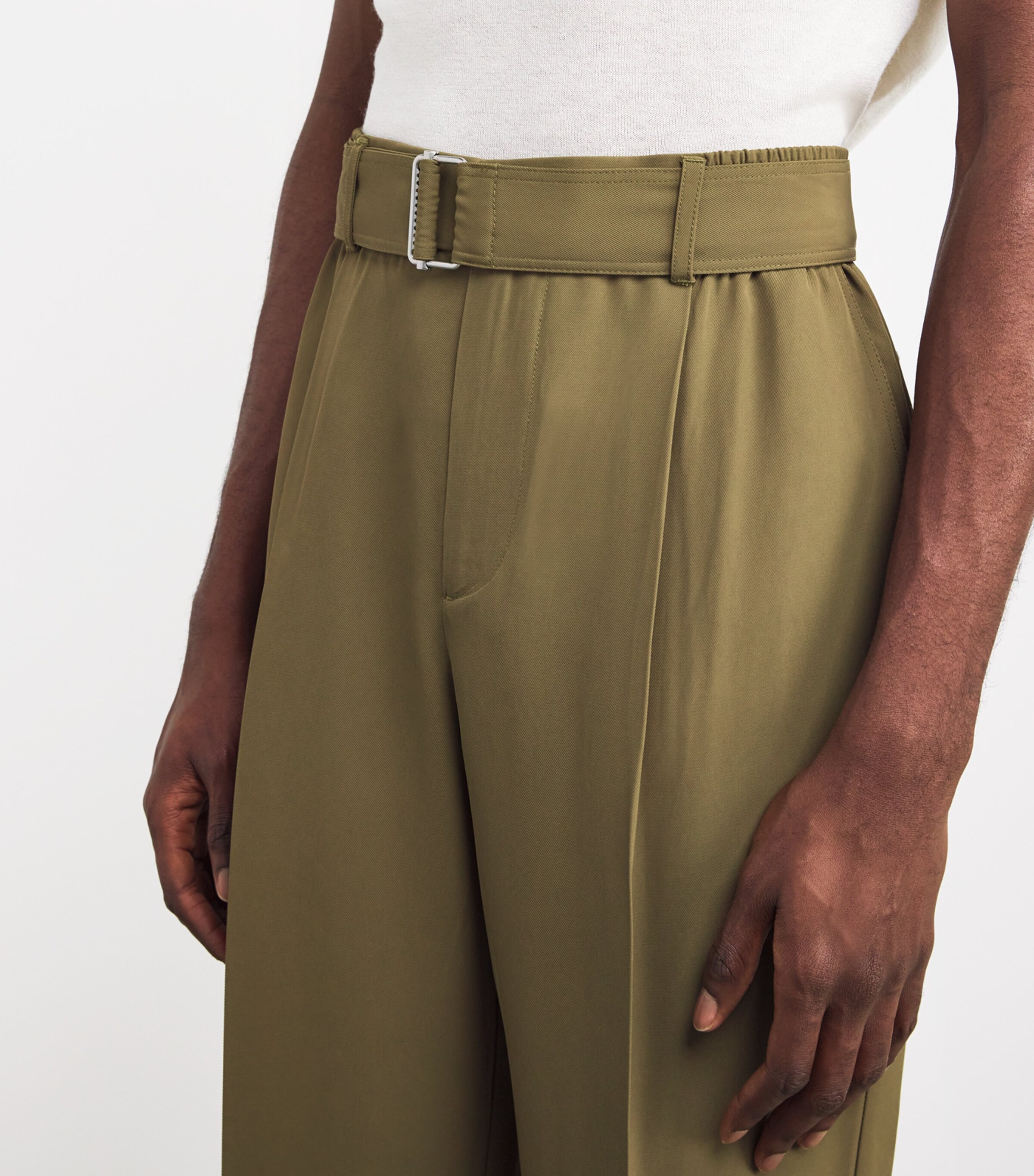 Simkhai Mens Belted Relaxed Elvis Trousers Olive Image 6