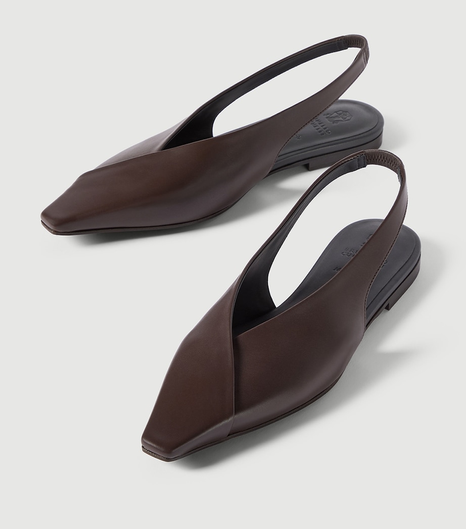 Brunello Cucinelli Leather Slingback Flats Image 6