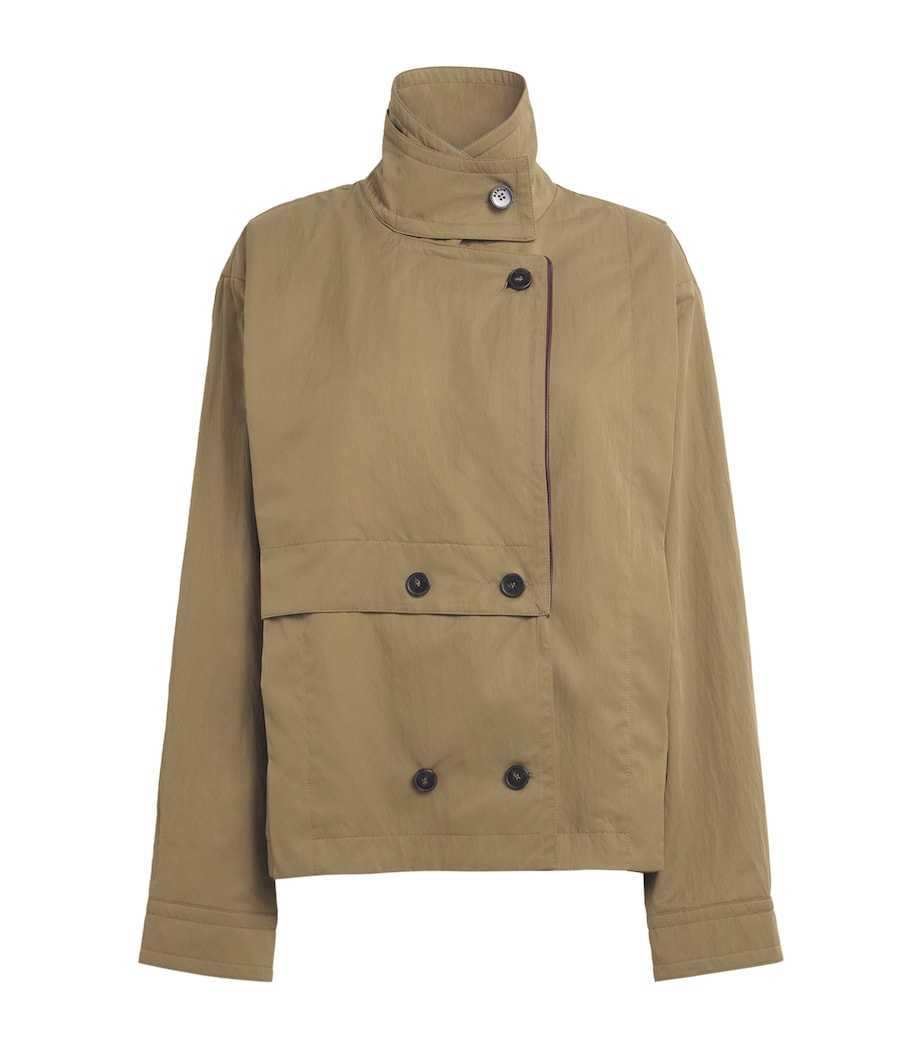 Leather-Trim Coral Trench Jacket 331 LIGHT KHAKI Image 1