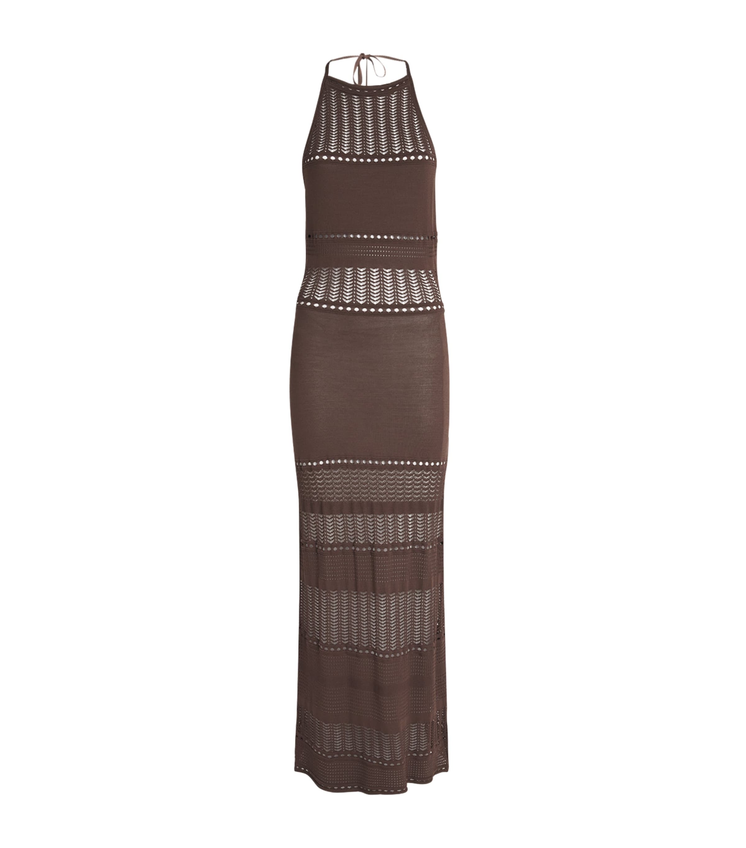 AWAY THAT DAY Womens Halterneck Zanzibar Maxi Dress Espresso Image 1