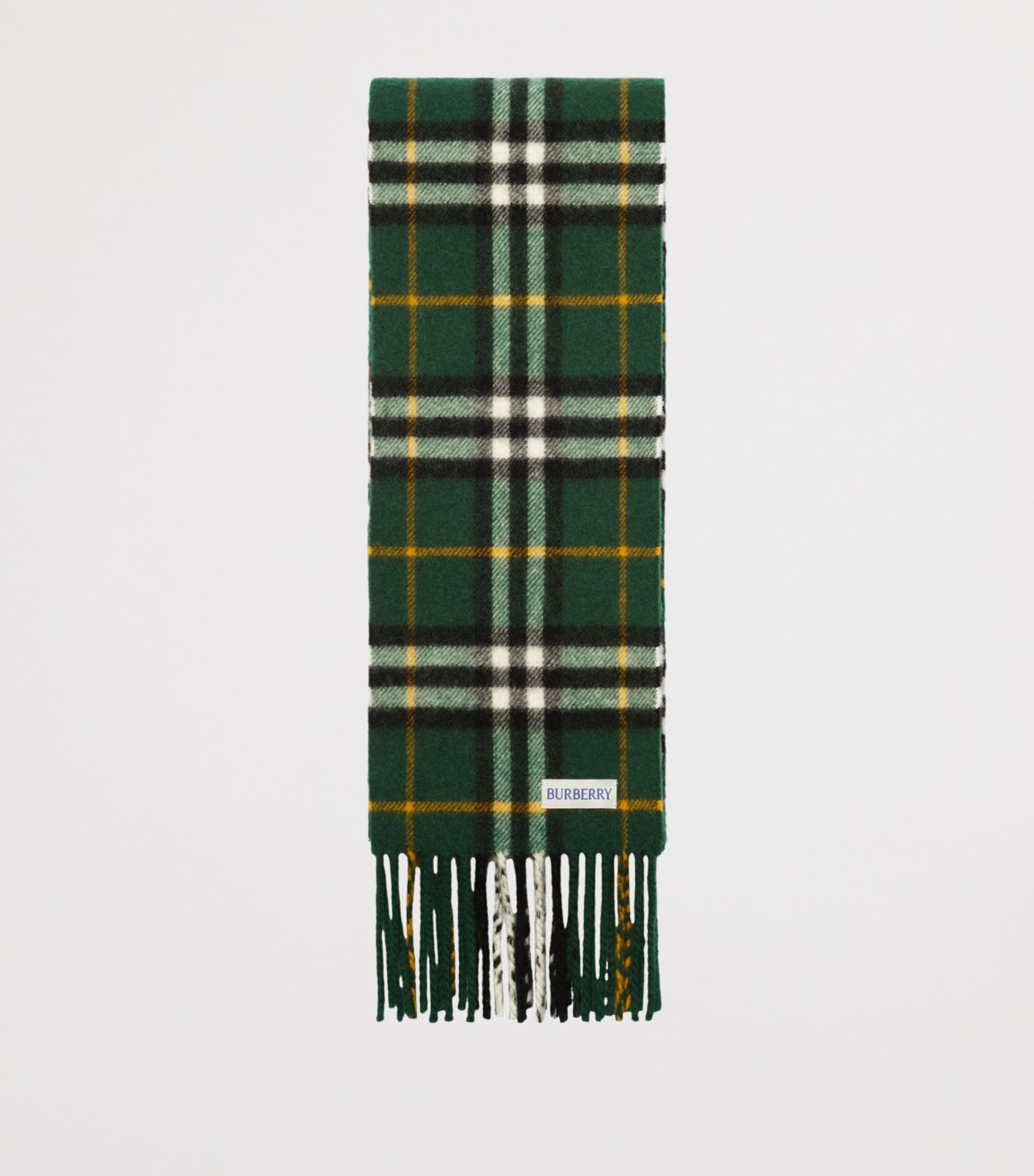 Burberry Cashmere Narrow Check Scarf Dark Fern Green Image 4