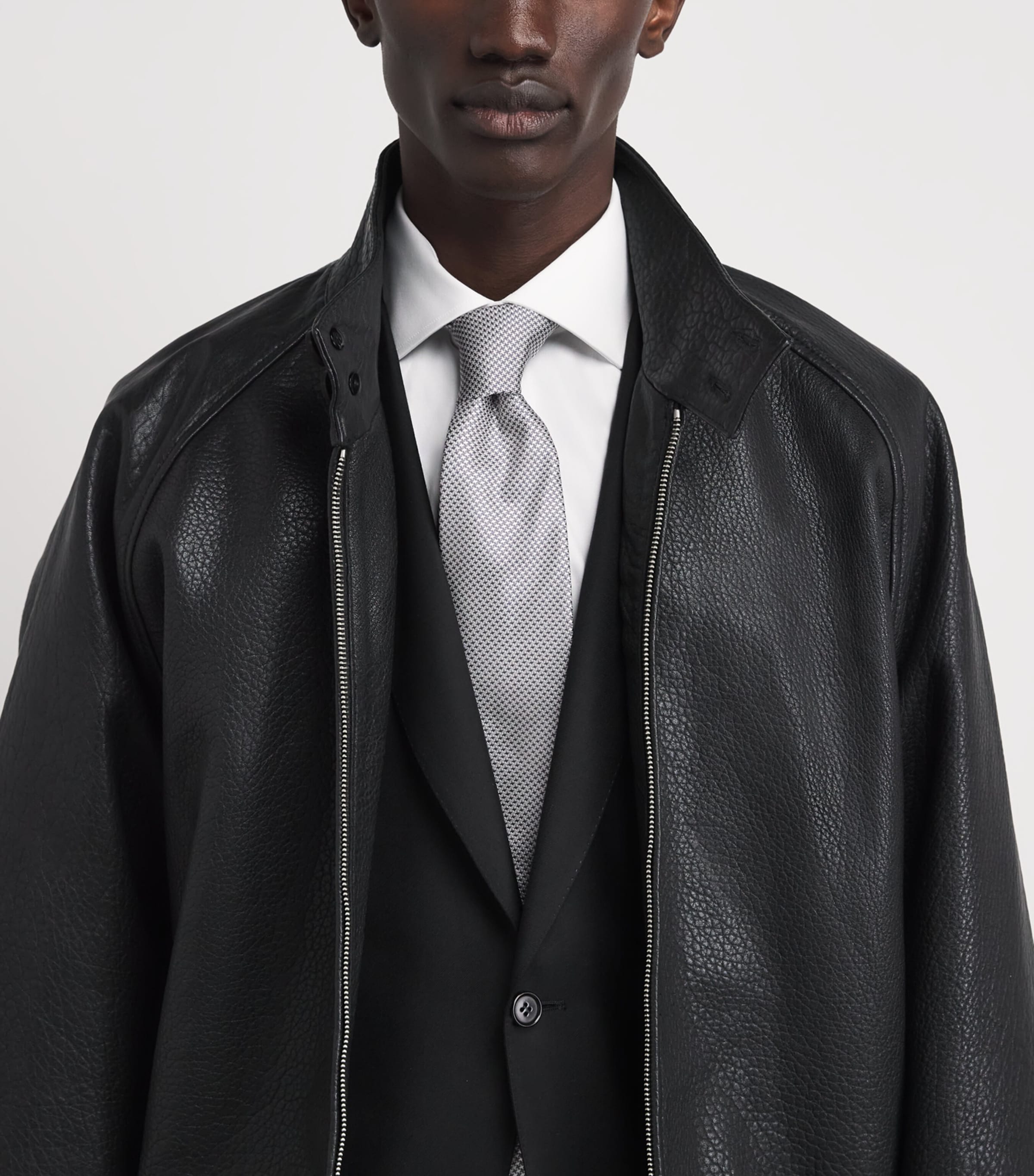 Corneliani Silk Houndstooth Tie Grey Melange Drk Image 2