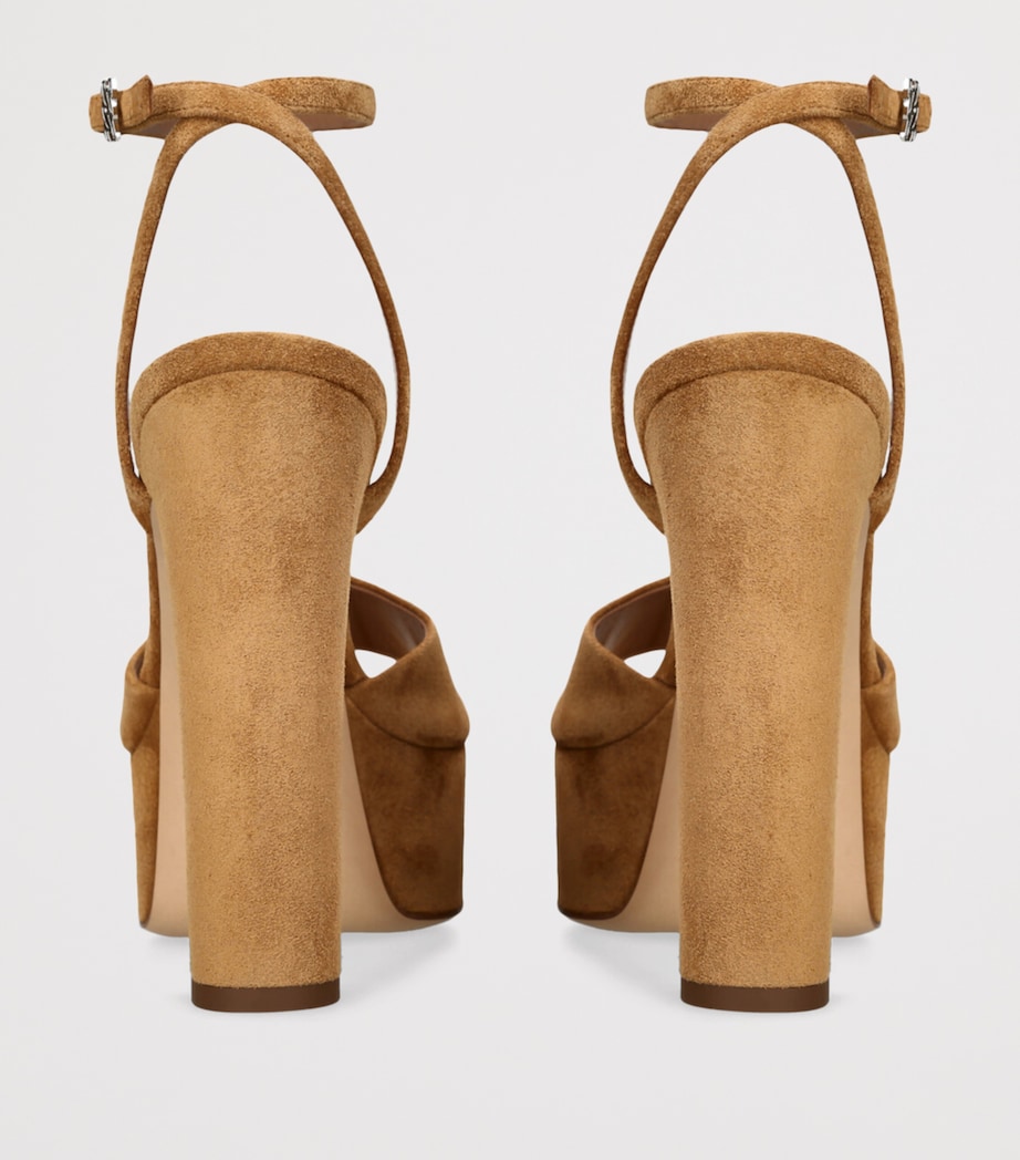 Casadei Suede Patty Platform Heels 130 Tan Image 2
