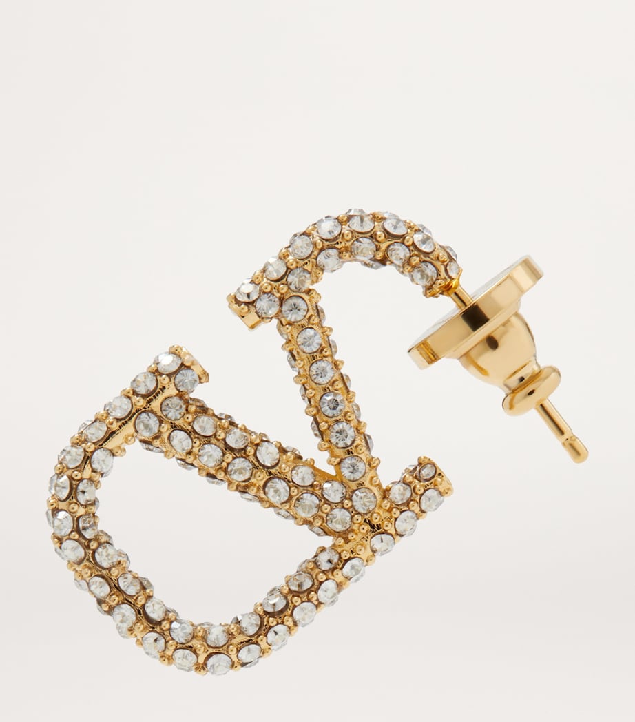 VLogo Signature Strass Hoop Earrings MH5 Image 3