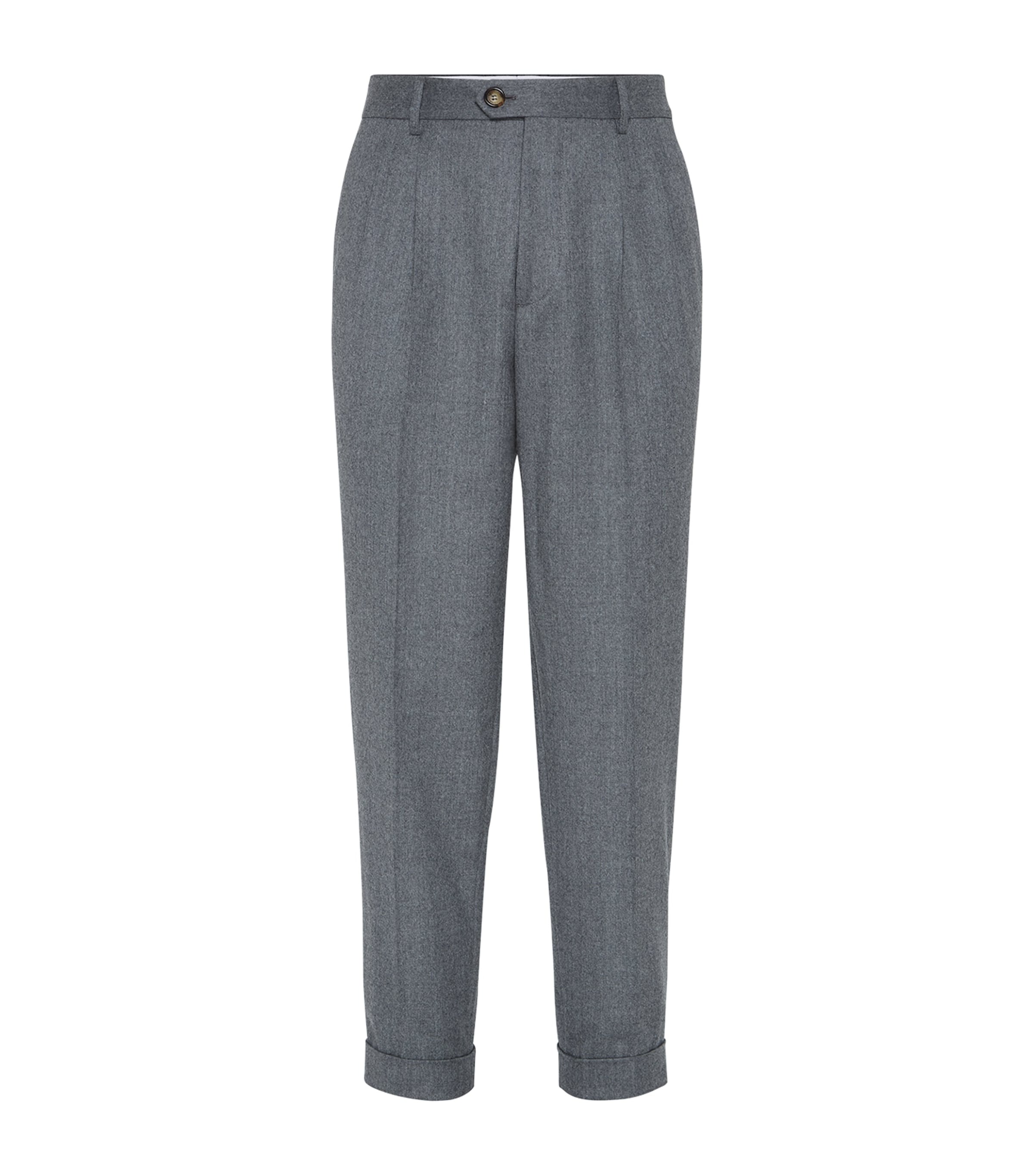 Brunello Cucinelli Leisure Fit Trousers With Double Pleats In Gray