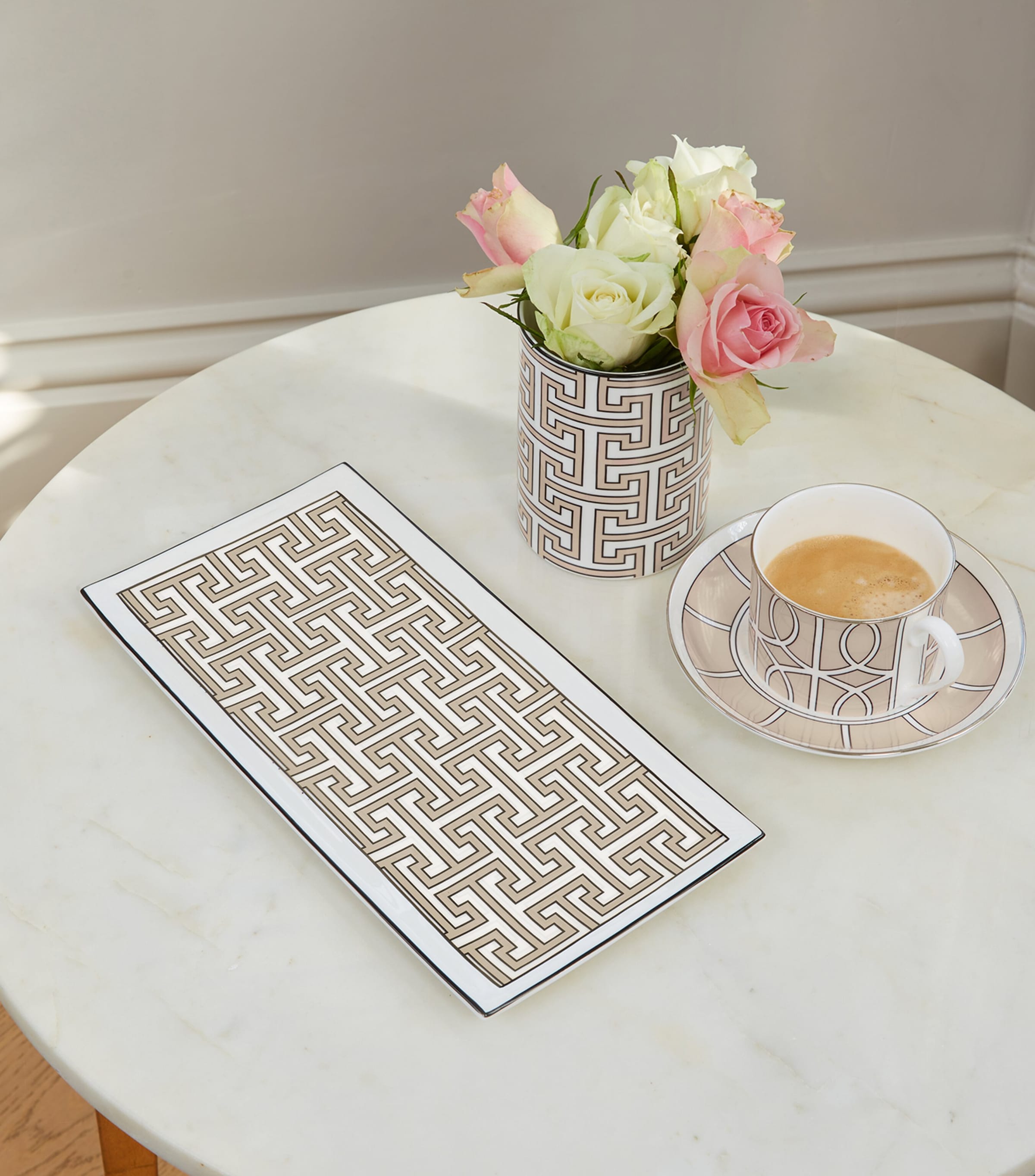 Bone China Rectangular Maze Truffle Plate (29cm) TRUFFLE/WHITE Image 2