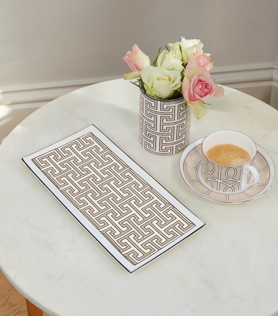 Bone China Rectangular Maze Truffle Plate (29cm) TRUFFLE/WHITE Image 2