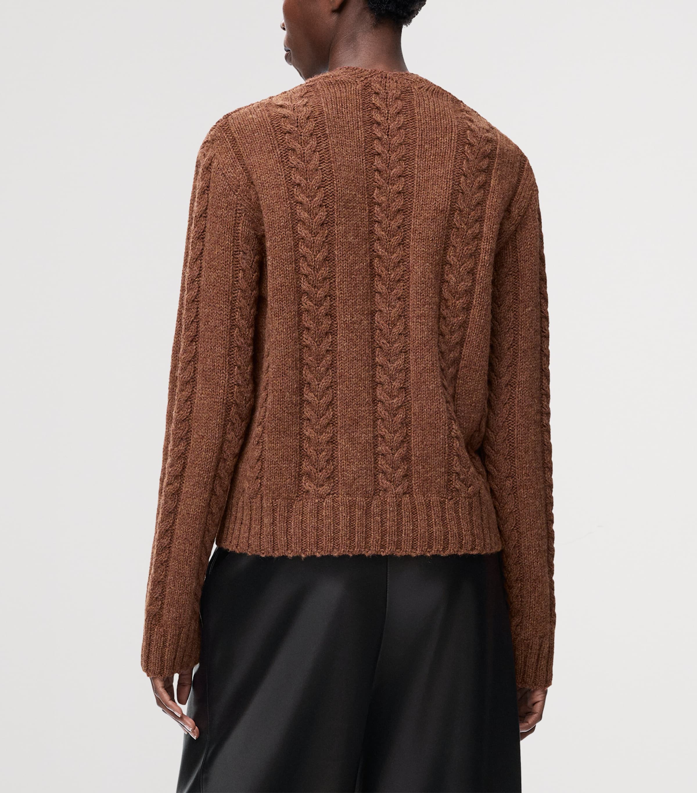 Wool Cable-Knit Sweater BROWN Image 4
