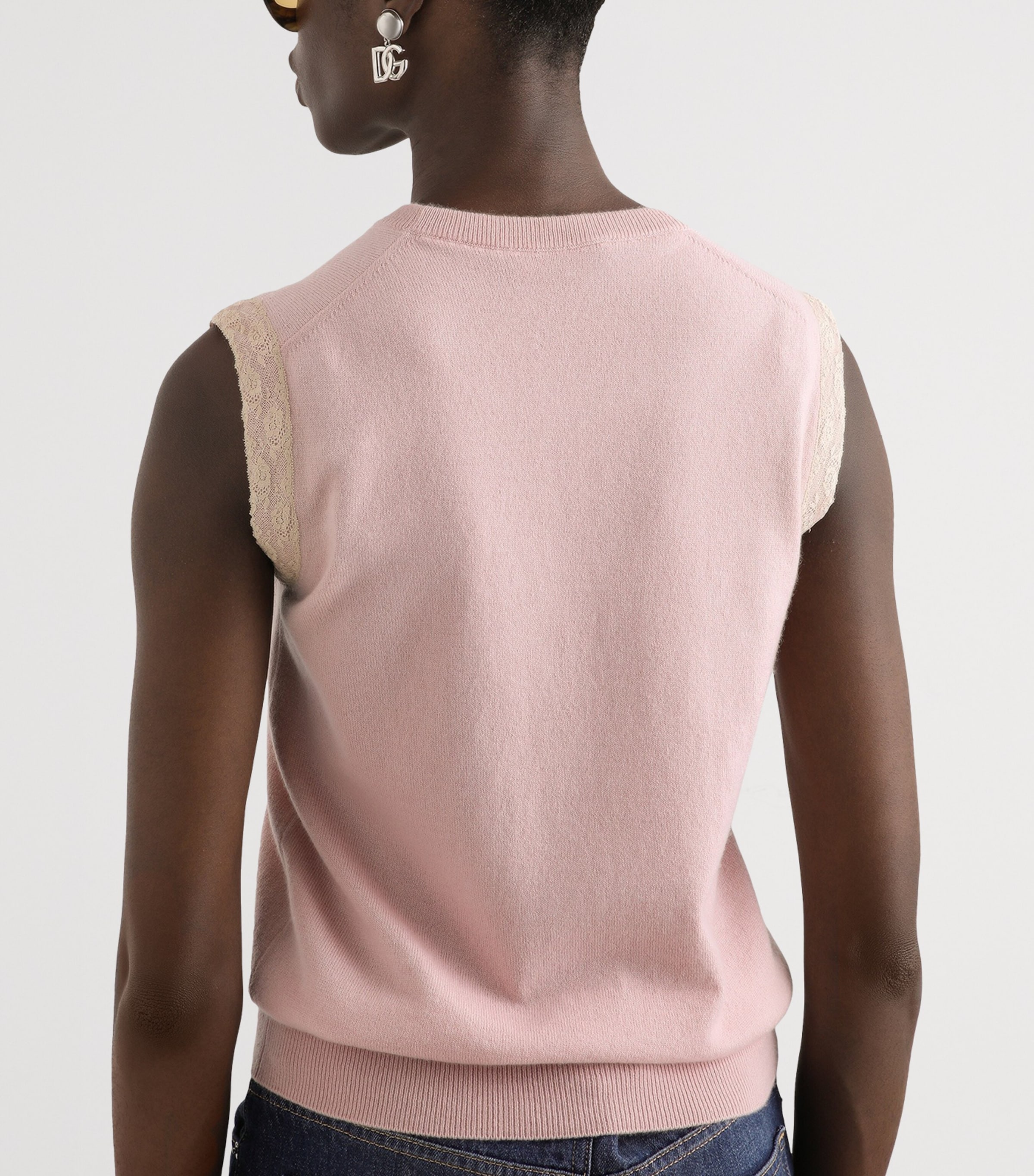 Dolce&Gabbana Womens Cashmere Lace-Trim Tank Top Anti Image 4