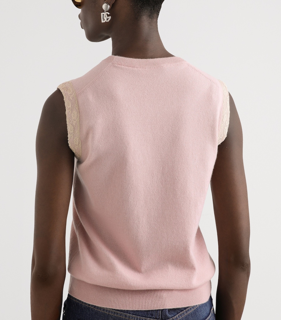 Dolce&Gabbana Womens Cashmere Lace-Trim Tank Top Anti Image 4