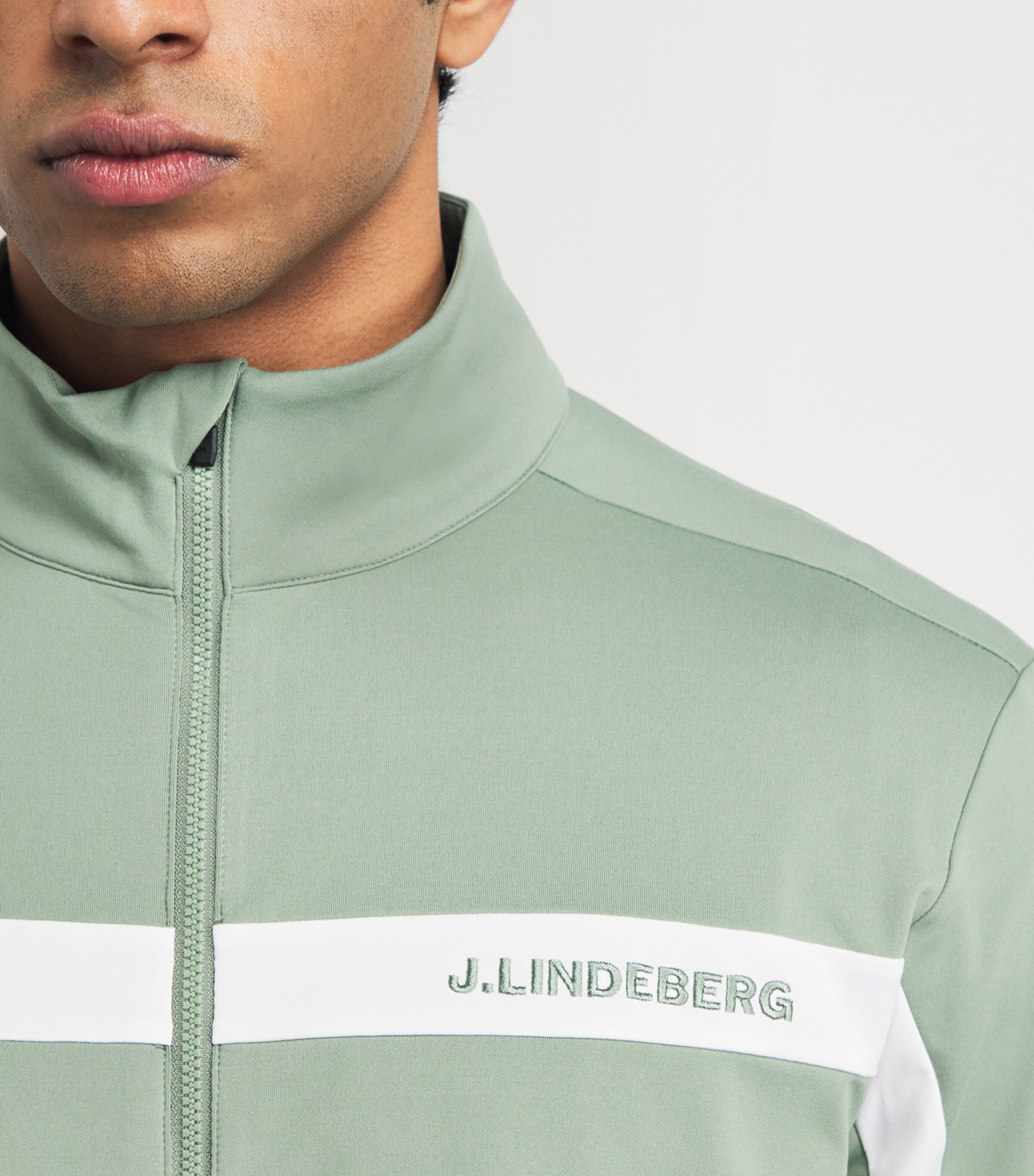 J Lindeberg Mens Jarvis Zip-Up Mid Layer Hedge Green Image 3