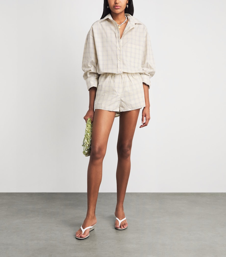 Faithfull The Brand Womens Linen Check Angelo Shirt Flor Chk Antique Wht Image 2