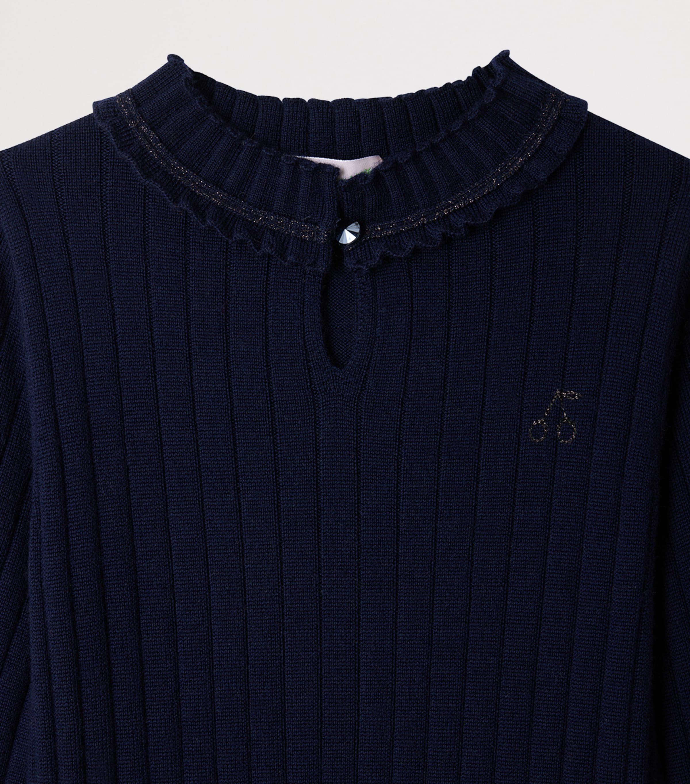 Bonpoint Wool Ribbed Mini Dress (4-8 Years) Marine Image 3