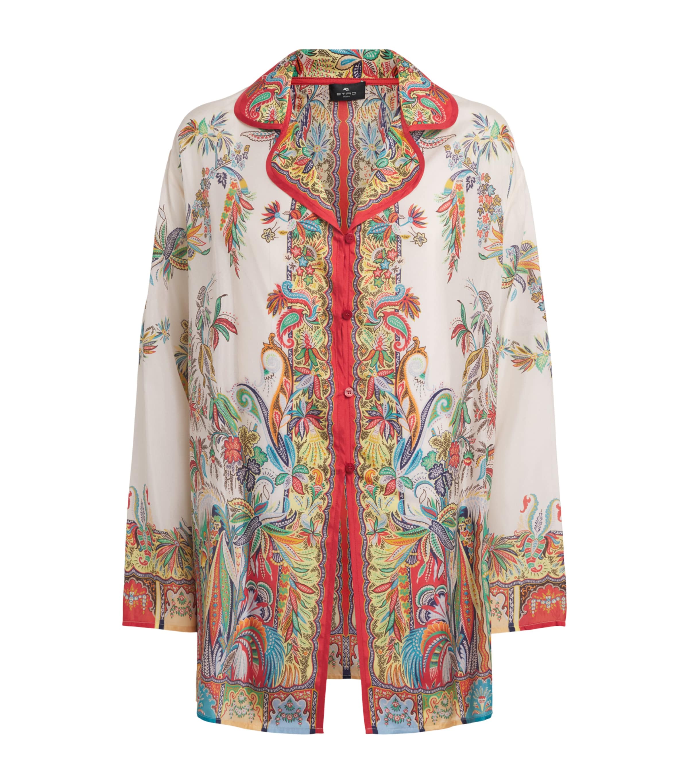 Etro Womens Silk Paisley Cover-Up Shirt Prnt/white Bs Image 1