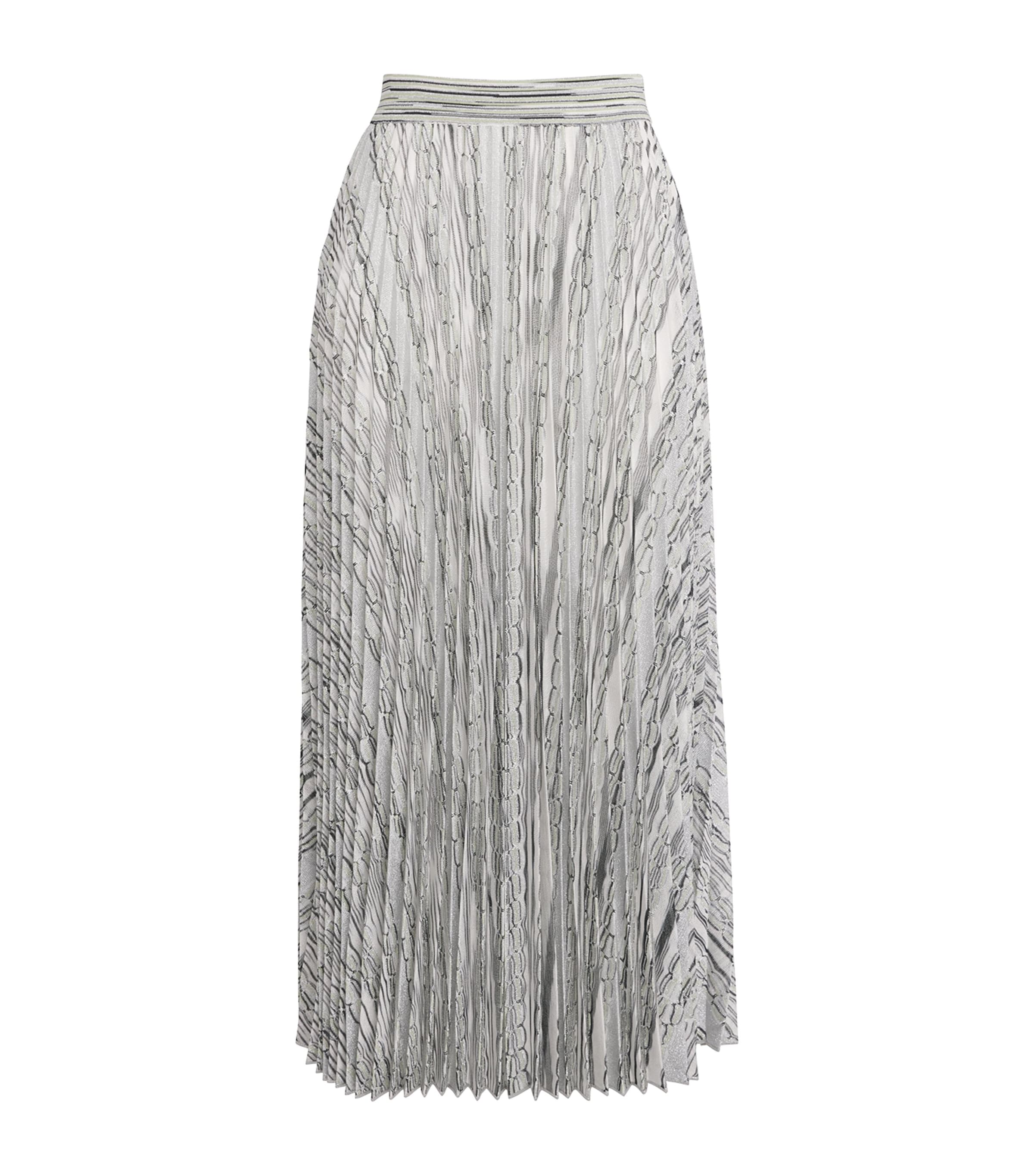 Missoni Knitted Pleated Midi Skirt In Gray