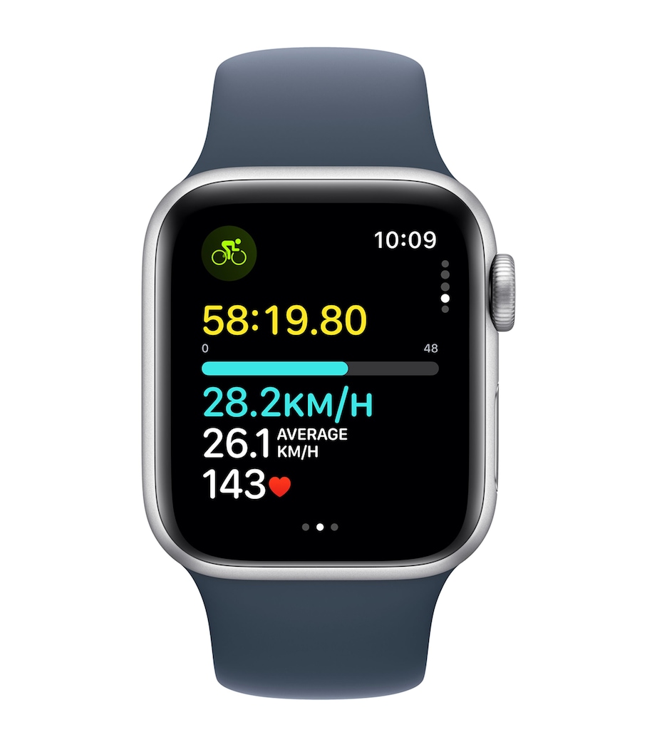 Apple Watch SE 2023 –  Silver with Storm Blue Sport Band, 40mm, Small/Medium SILVER Image 3