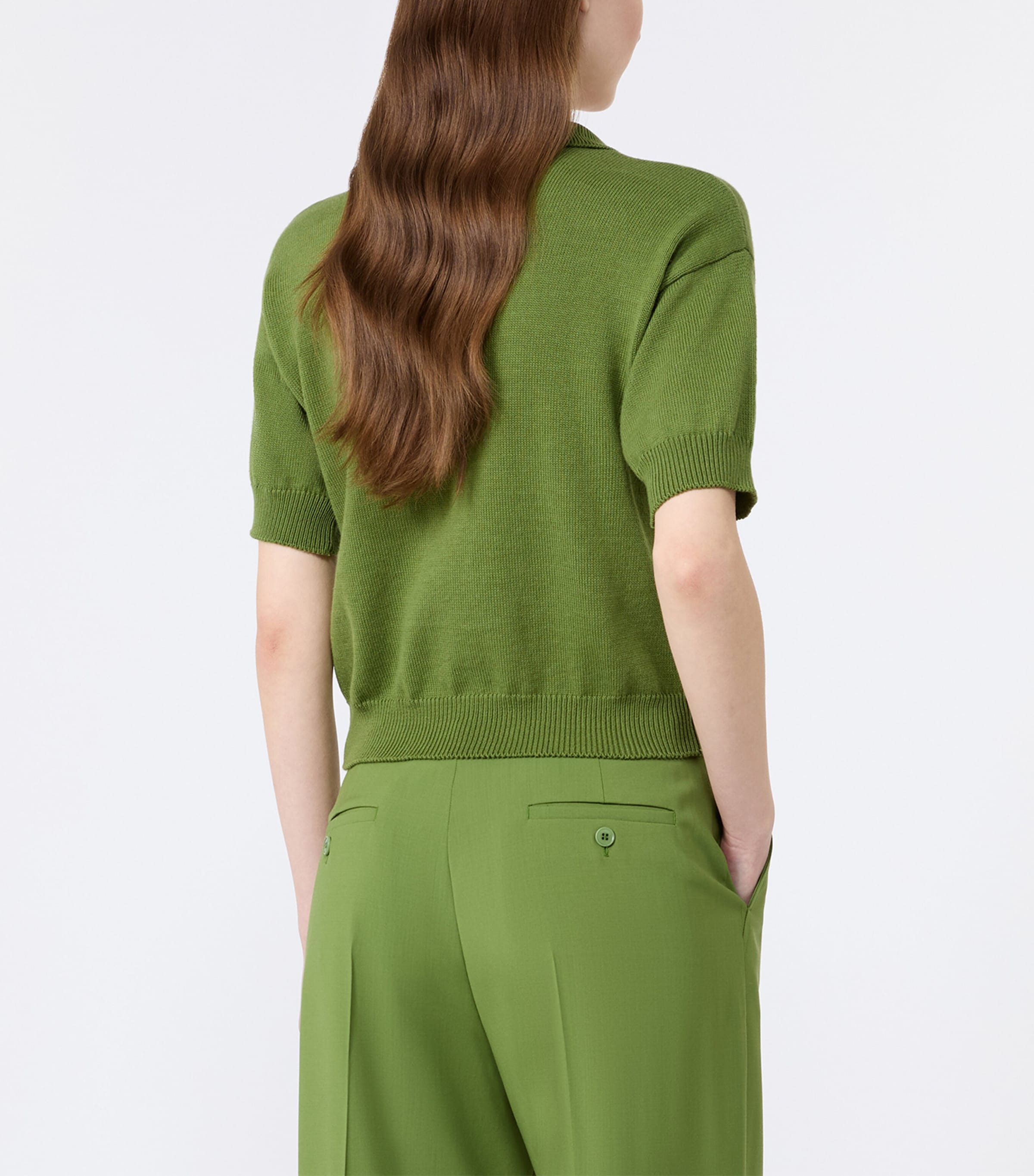 Weekend Max Mara Womens Knitted Polo Shirt Green Image 3