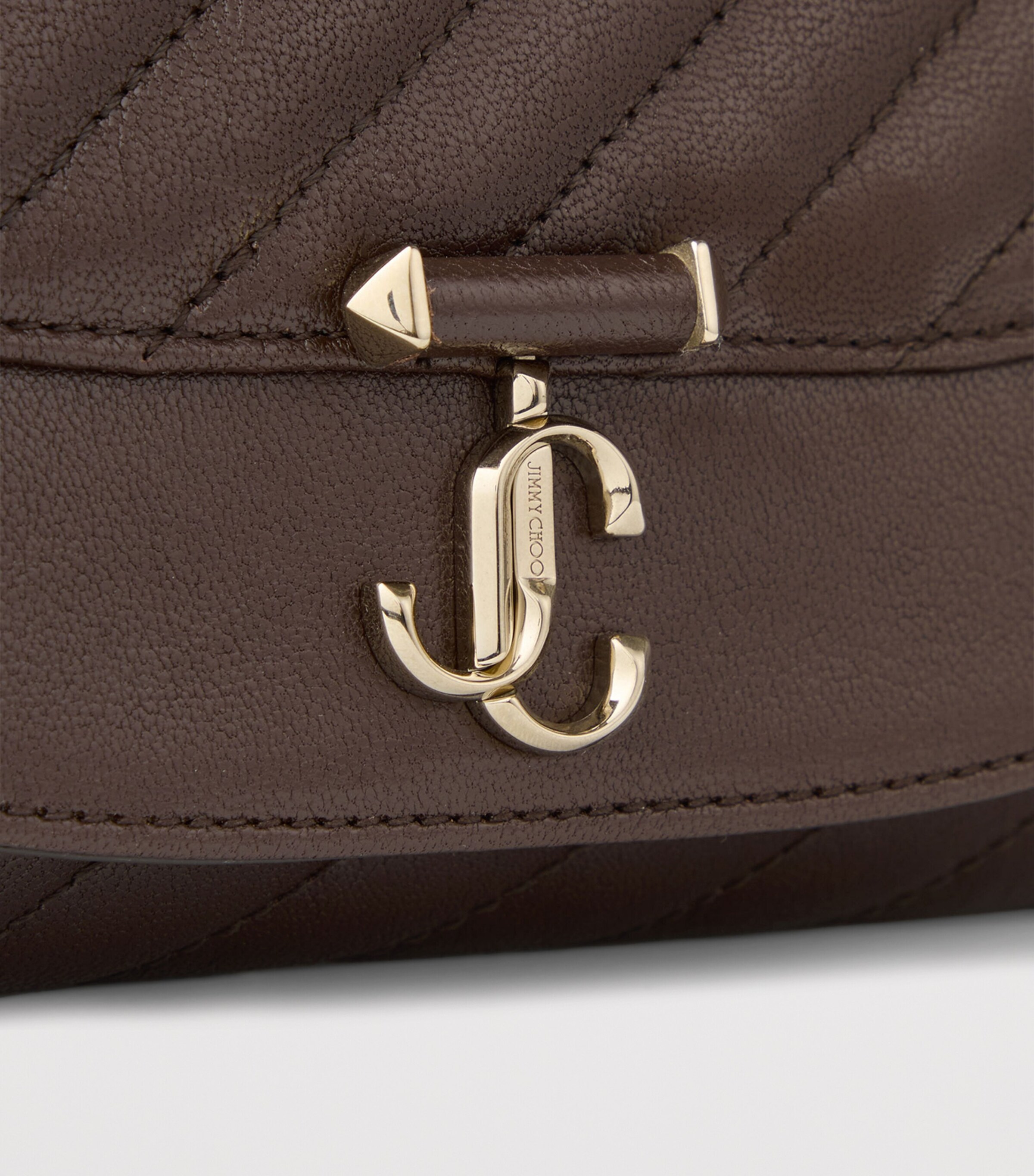 Jimmy Choo Curve Wallet on Chain Chocolate/shiny Gold Image 6