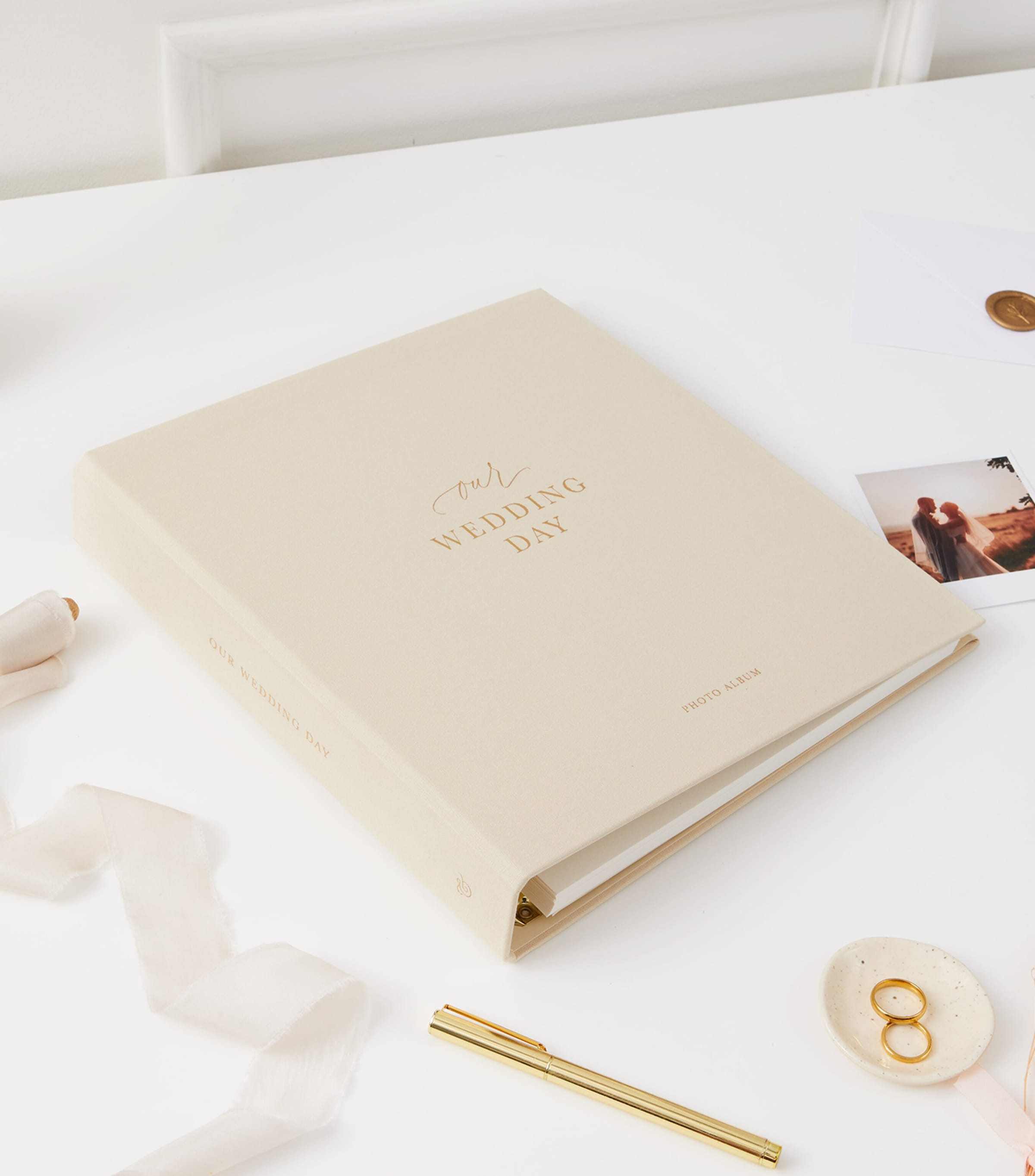 Blush and Gold Our Wedding Day Photo Album Ivory/beige, Gold Image 10