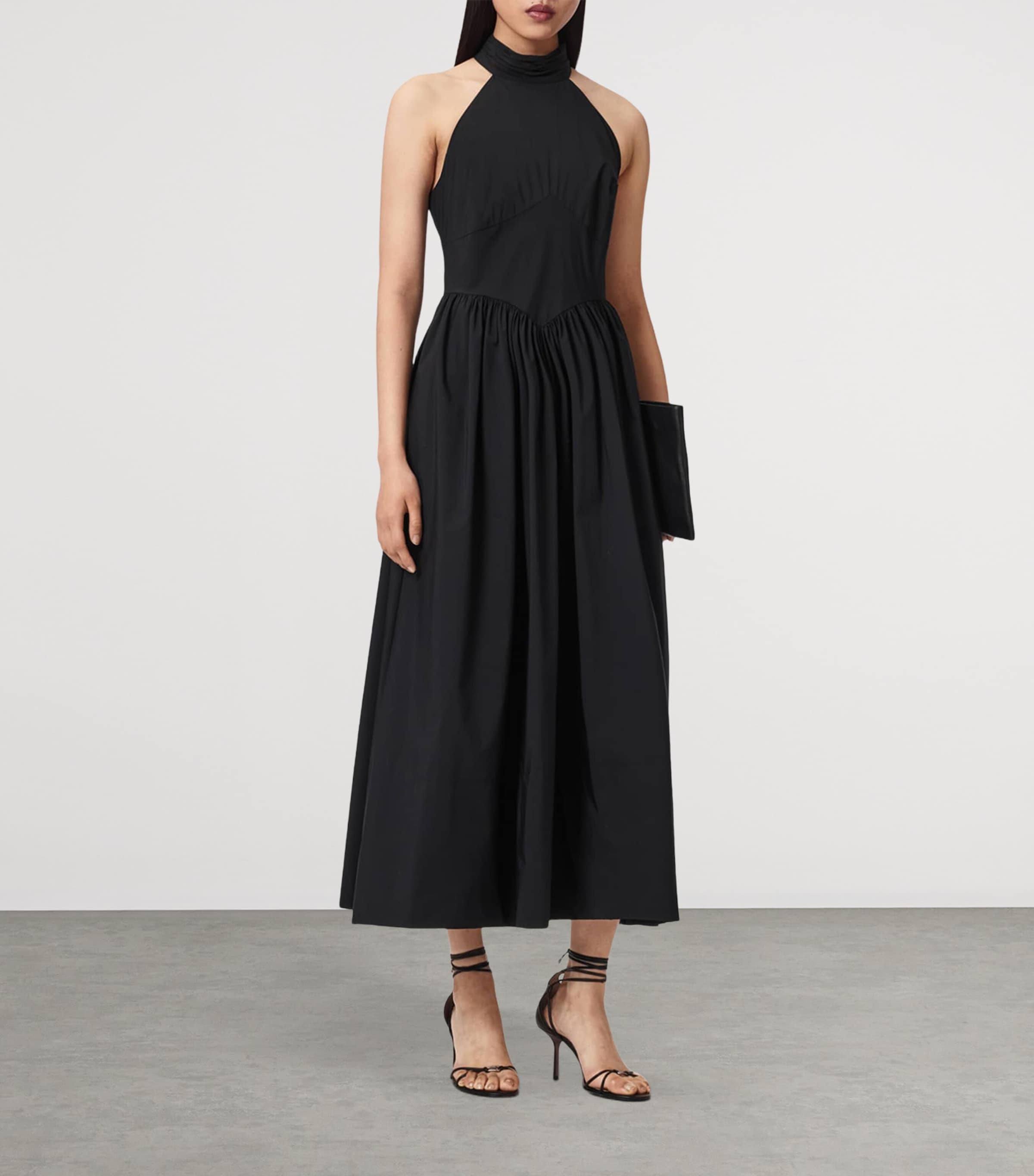 AllSaints Womens Halterneck Arora Maxi Dress Black Image 3