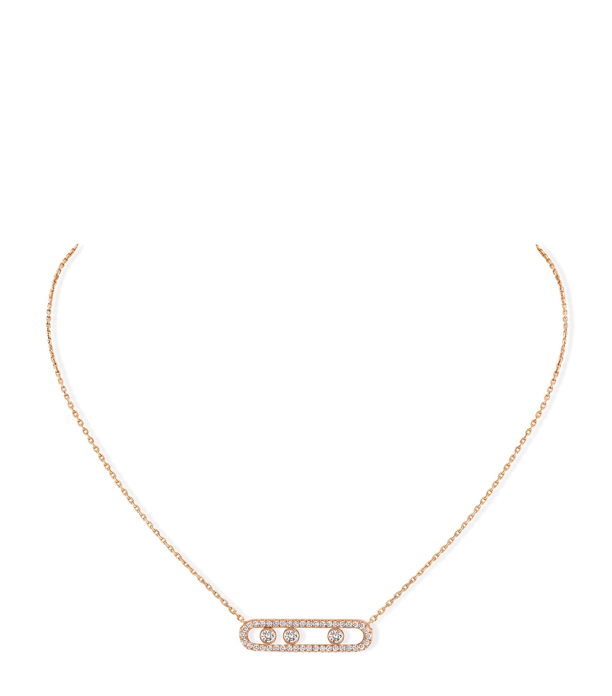 Messika Rose Gold And Diamond Move Classique Pavé Necklace In Gold