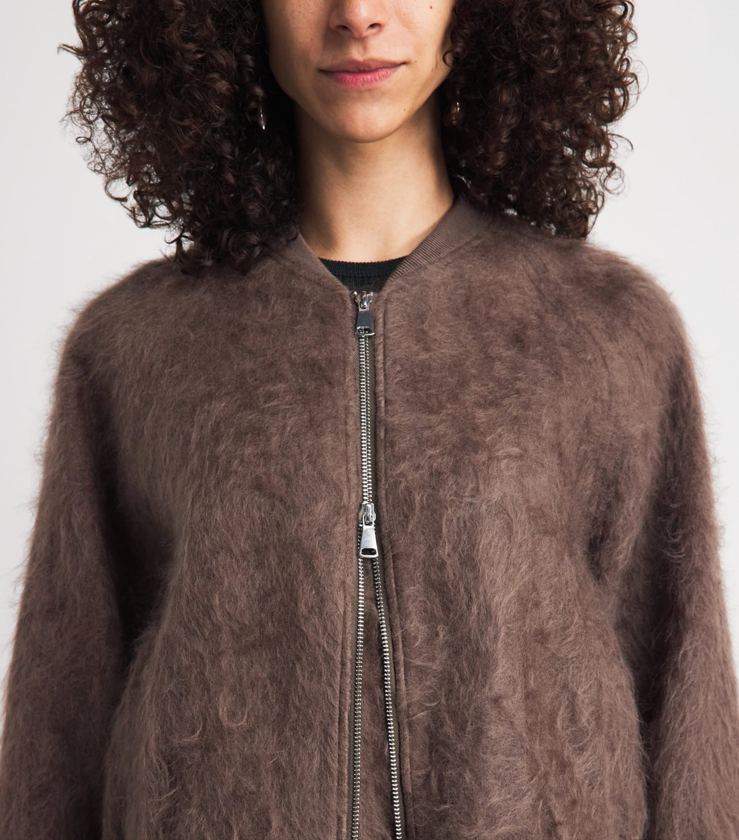 Herskind Womens Wool-Cashmere-Silk Jimi Bomber Jacket Clay Image 3