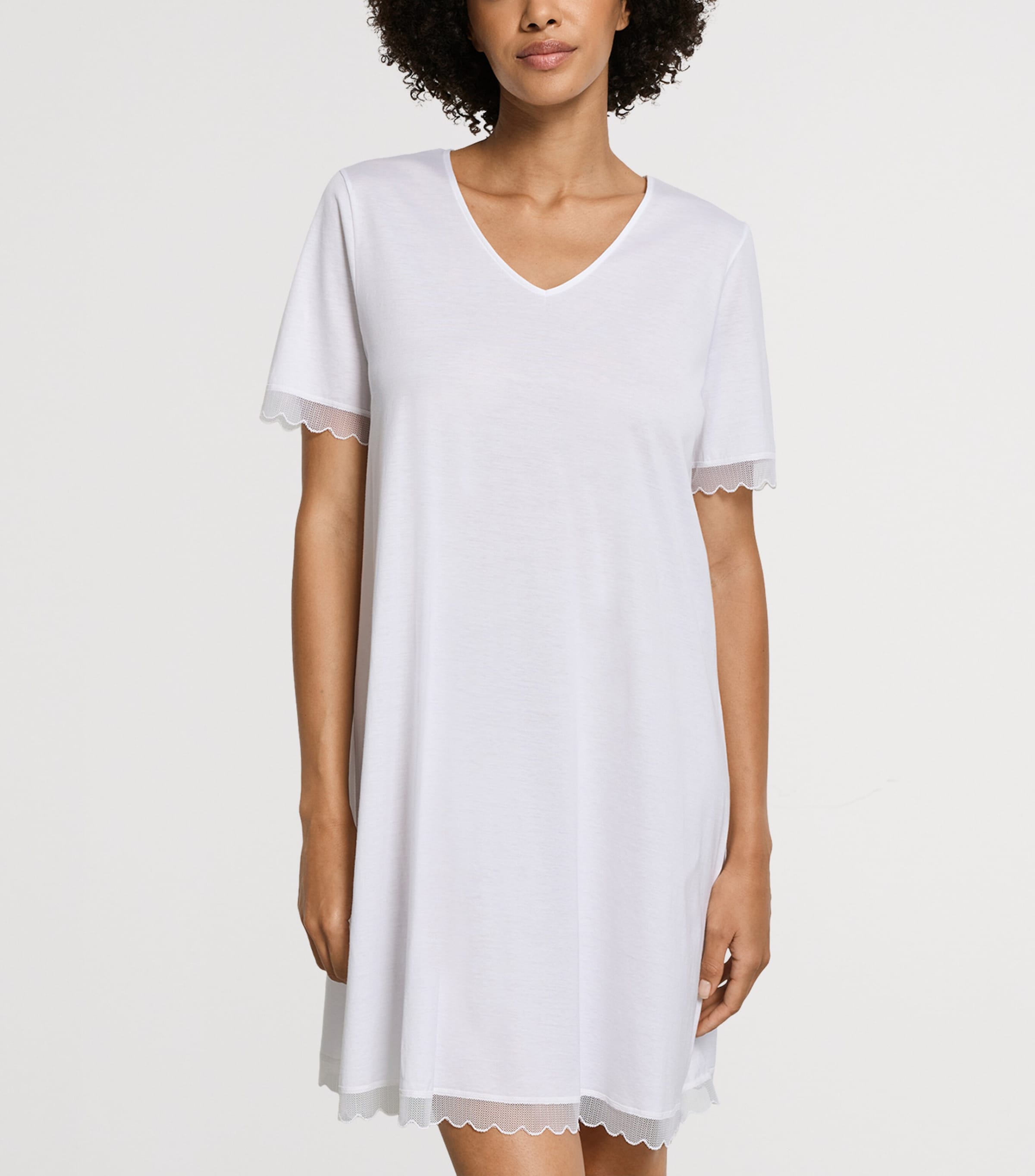 Hanro Womens Pima Cotton Inaya Nightdress White Image 2