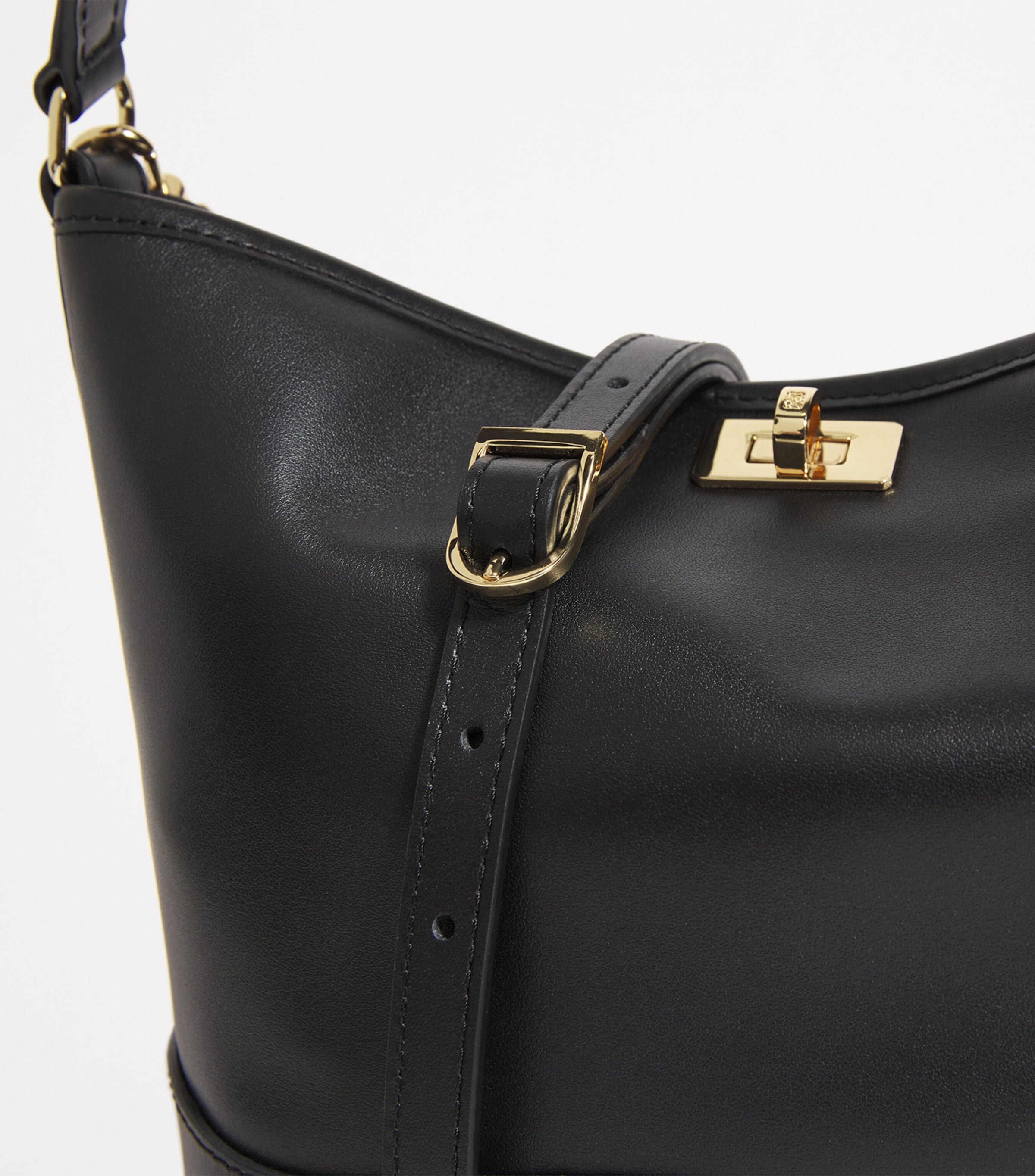 Leather Bucket Bag BLACK Image 6