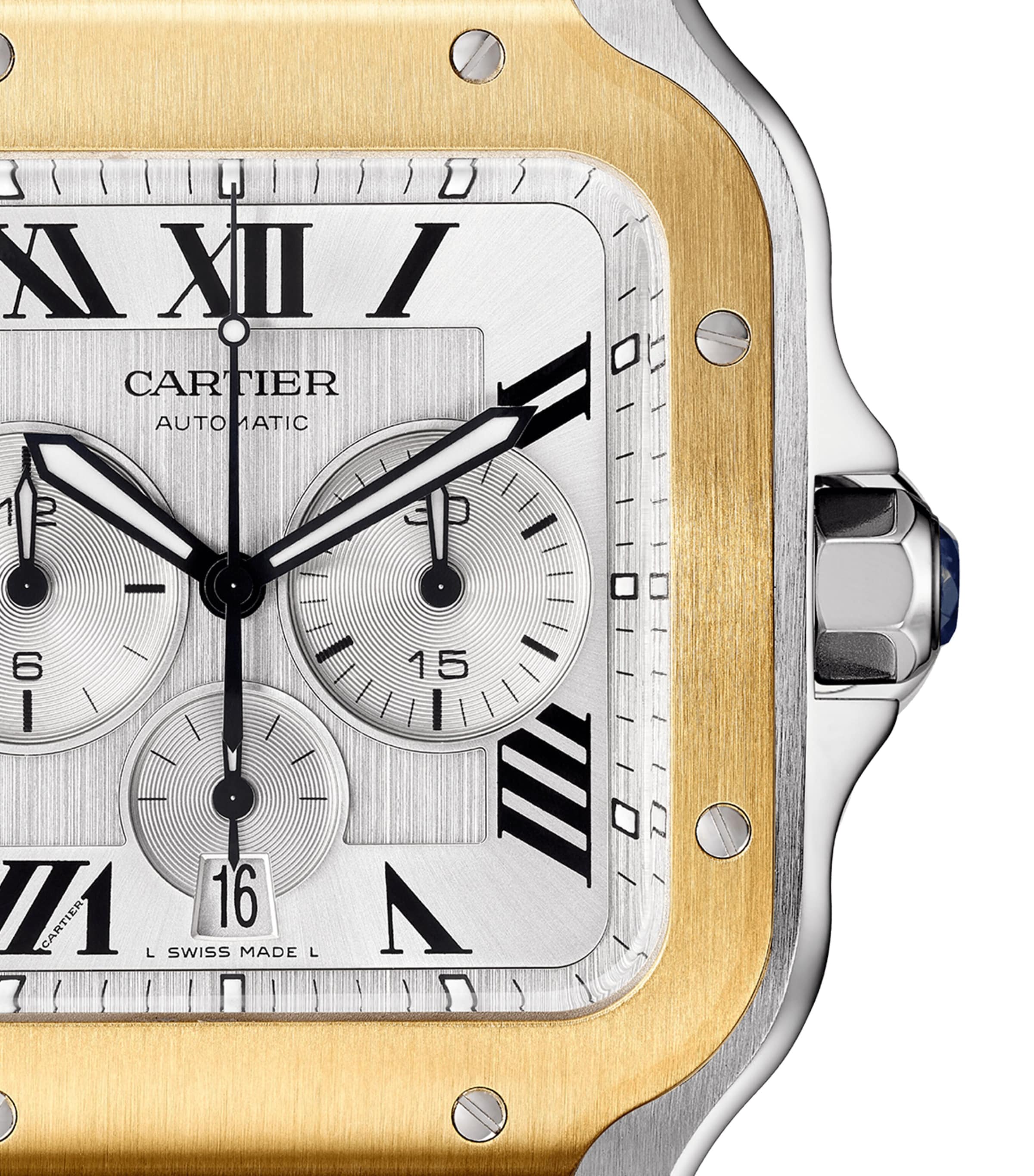 Stainless Steel and Yellow Gold Santos de Cartier Watch 43.3mm GREY Image 6
