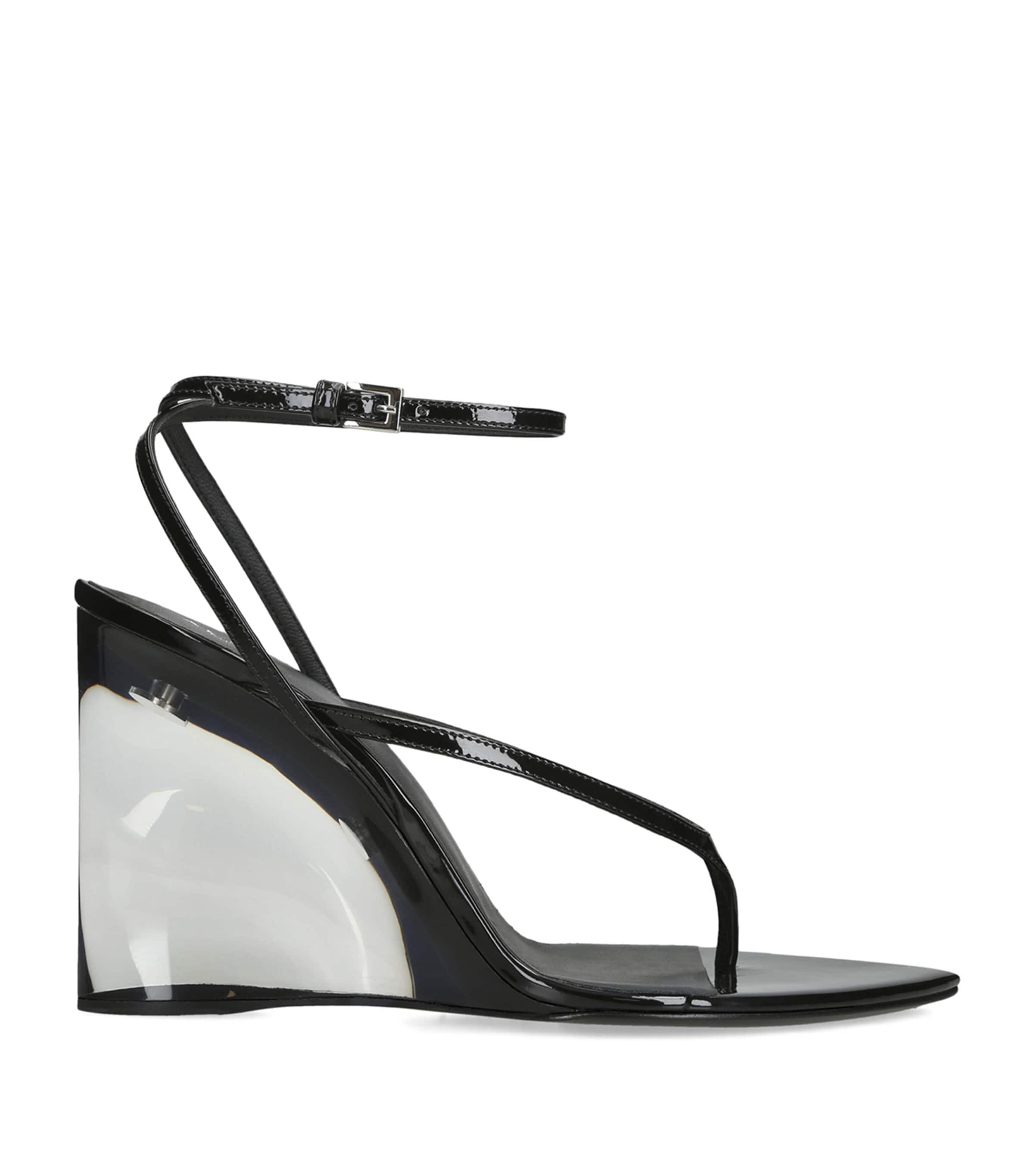 Alaïa Patent Leather Wedge Sandals 90 Black